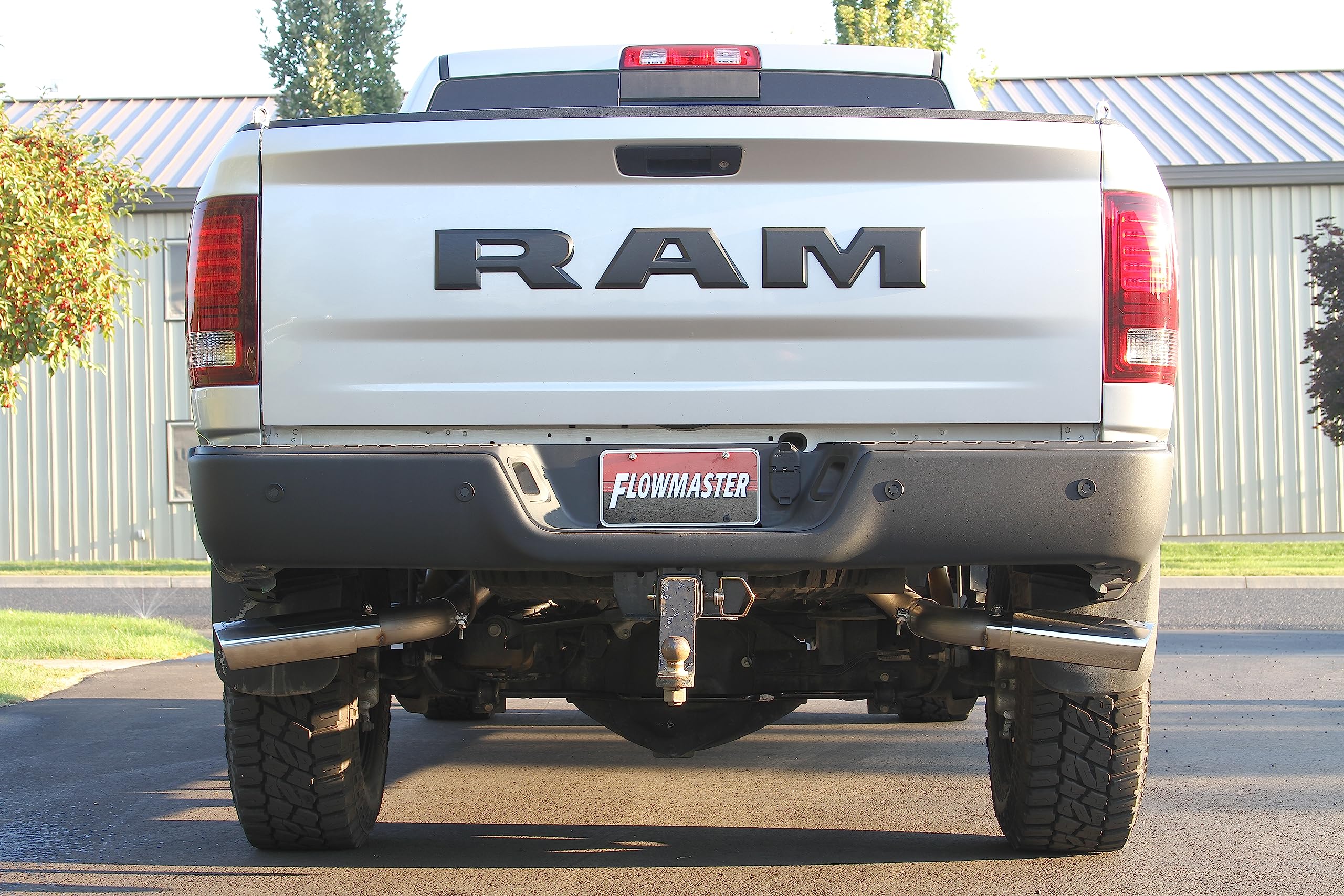 American Thunder Flowmaster 817709 Cat-Back Exhaust Kit 3 Inch 409 Stainless Steel Dual 4 Inch Polished Tips Compatible with 2014-2024 Ram 2500 6.4L 149.4 160.5 169.4 Inch Wheelbases