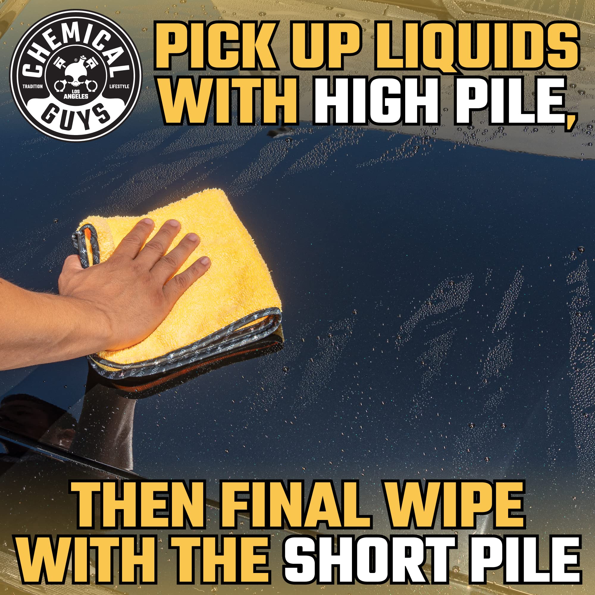 Chemical Guys Miracle Dryer Microfiber Drying Towel ‎MIC721, (Great for Cars, Trucks, SUVs, RVs, Motorcycles & More), Yellow (36" x 25")