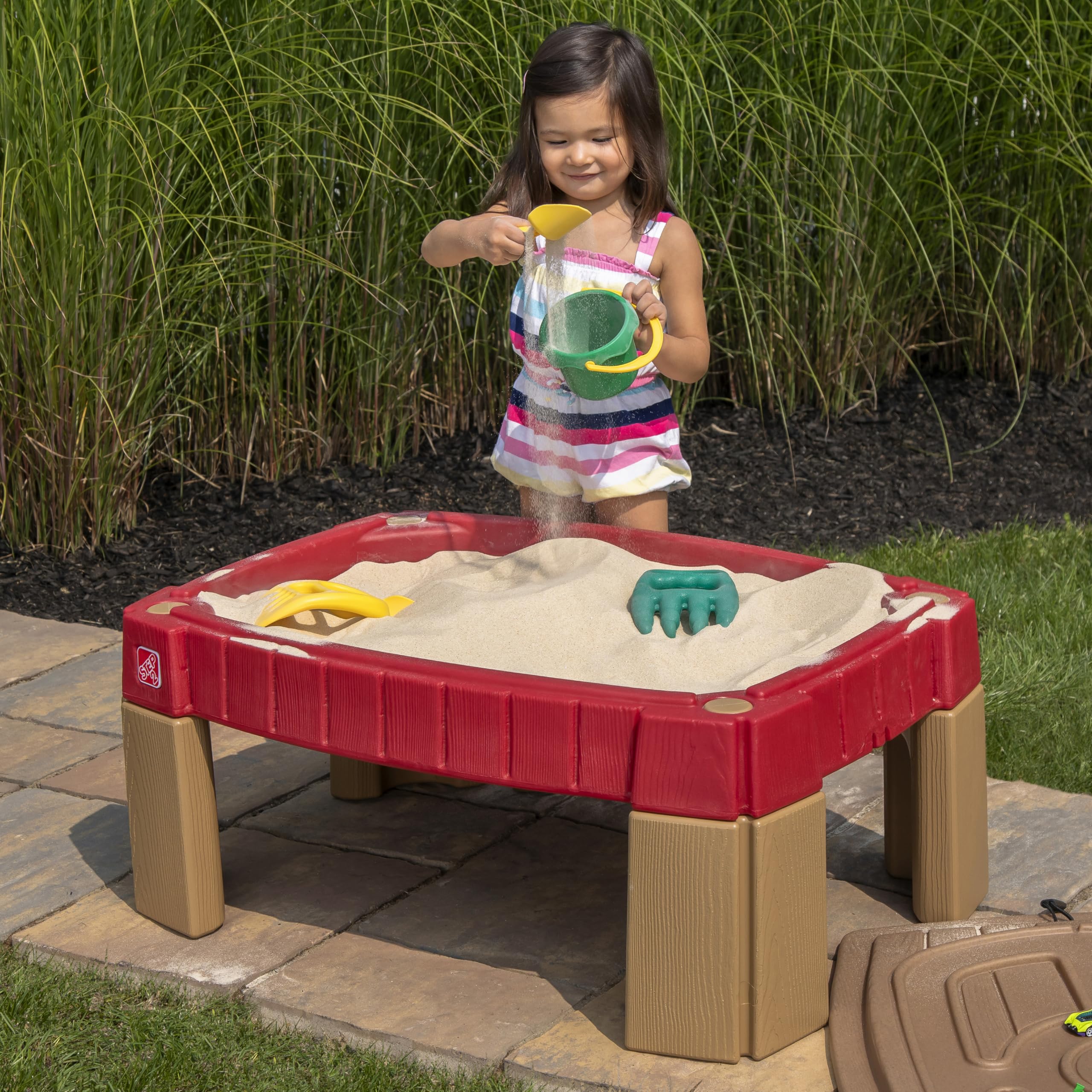 Step2 Sand Table Naturally Playful, Kids Sand Activity Sensory Table, 5 Piece Accessory Kit, Toddler Summer Outdoor Toys, 2+ Years Old