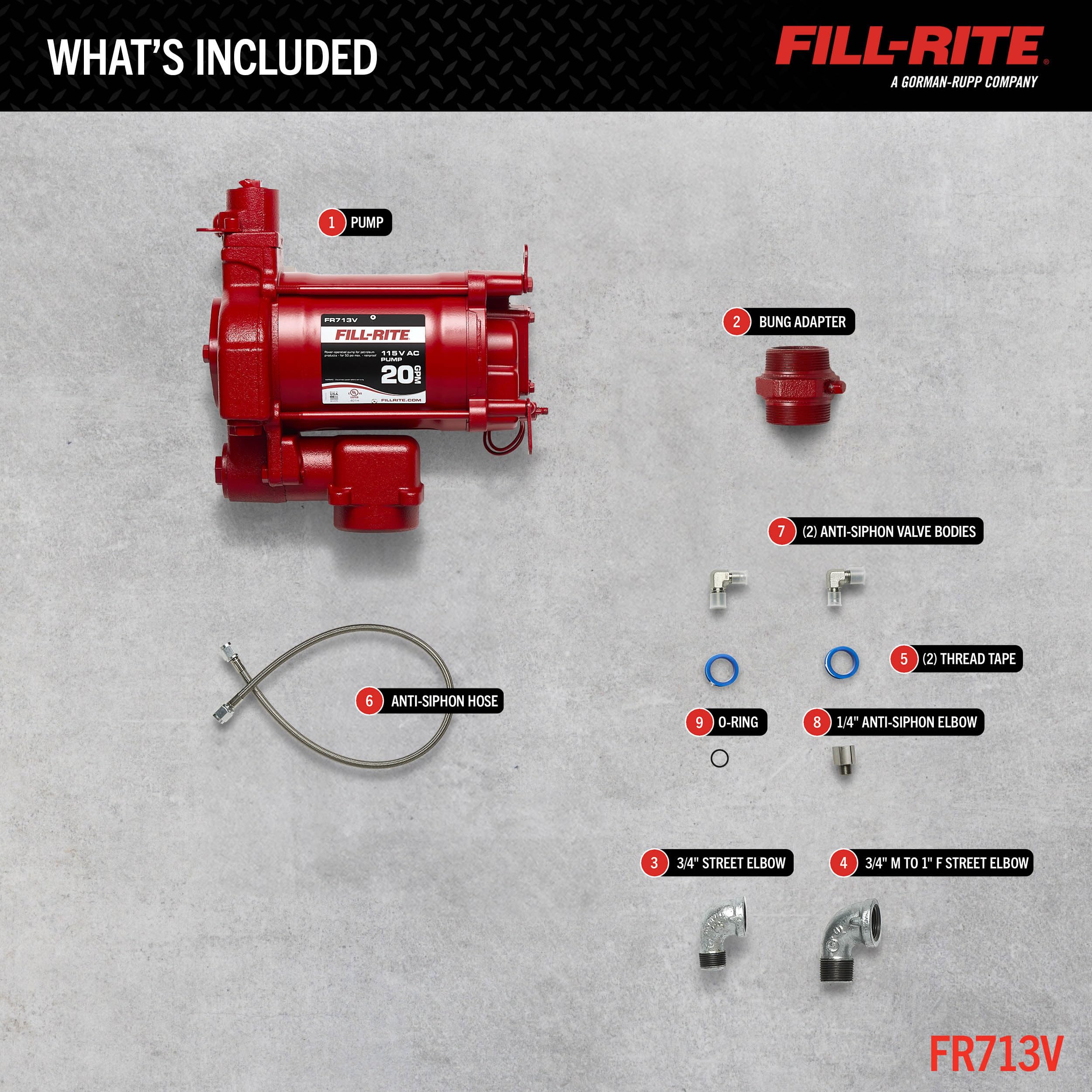 Fill-Rite 115V FR713V Fuel Transfer Pump w/AST Remote | Gasoline, Diesel, Kerosene, Ethanol Blends, Methanol Blends & Biodiesel up to B20