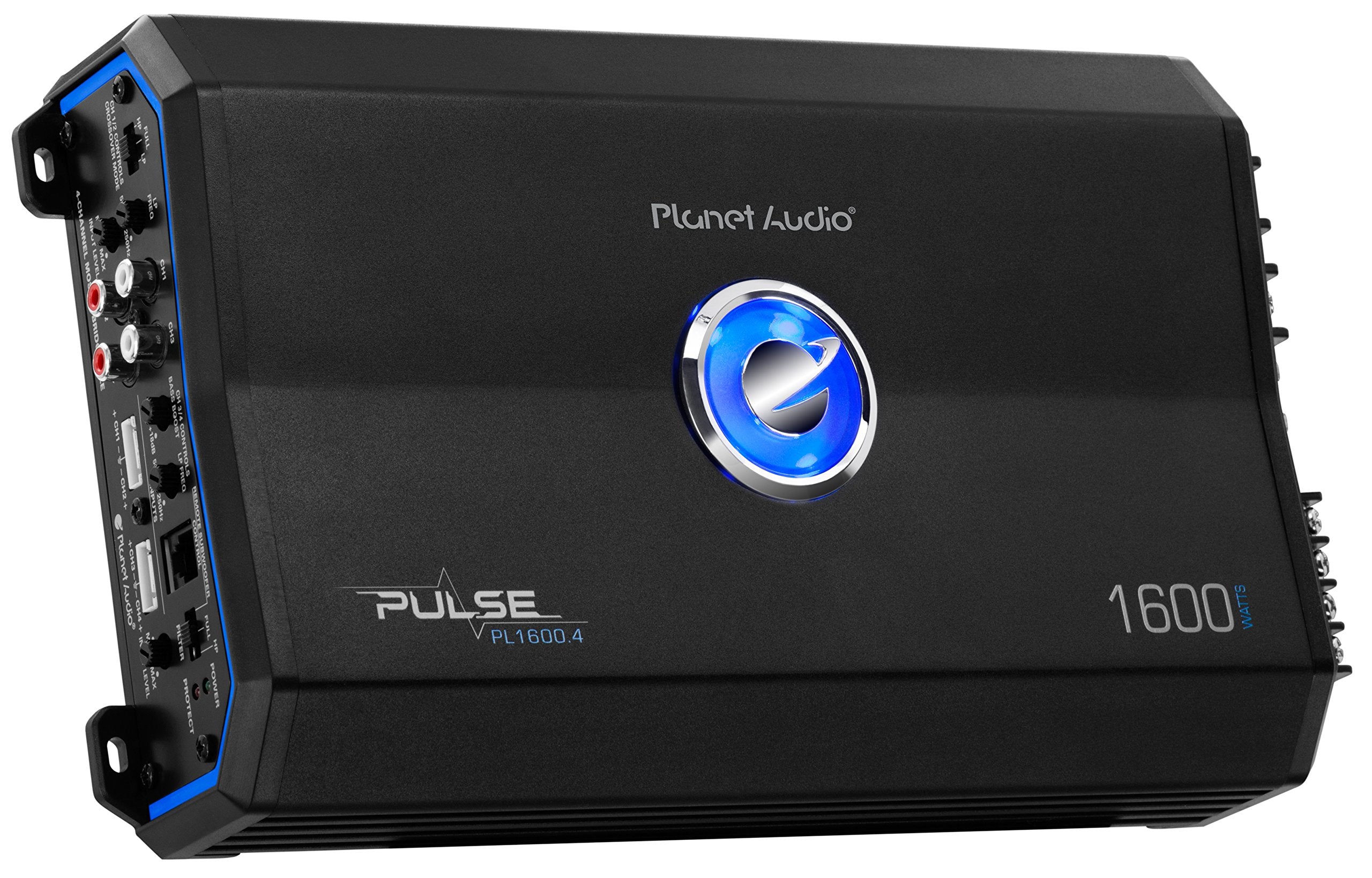 Planet Audio 4 Channel Car Amplifier PL1600.4 - 1600 High Output, High/Low Level Inputs, High/Low Pass Crossover, Hook Up to Subwoofer for Bass