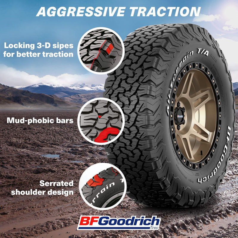 All Terrain BFGoodrich T/A KO2 Radial Car Tire for Light Trucks, SUVs, and Crossovers,LT295/50R22/D 118/115S 118S