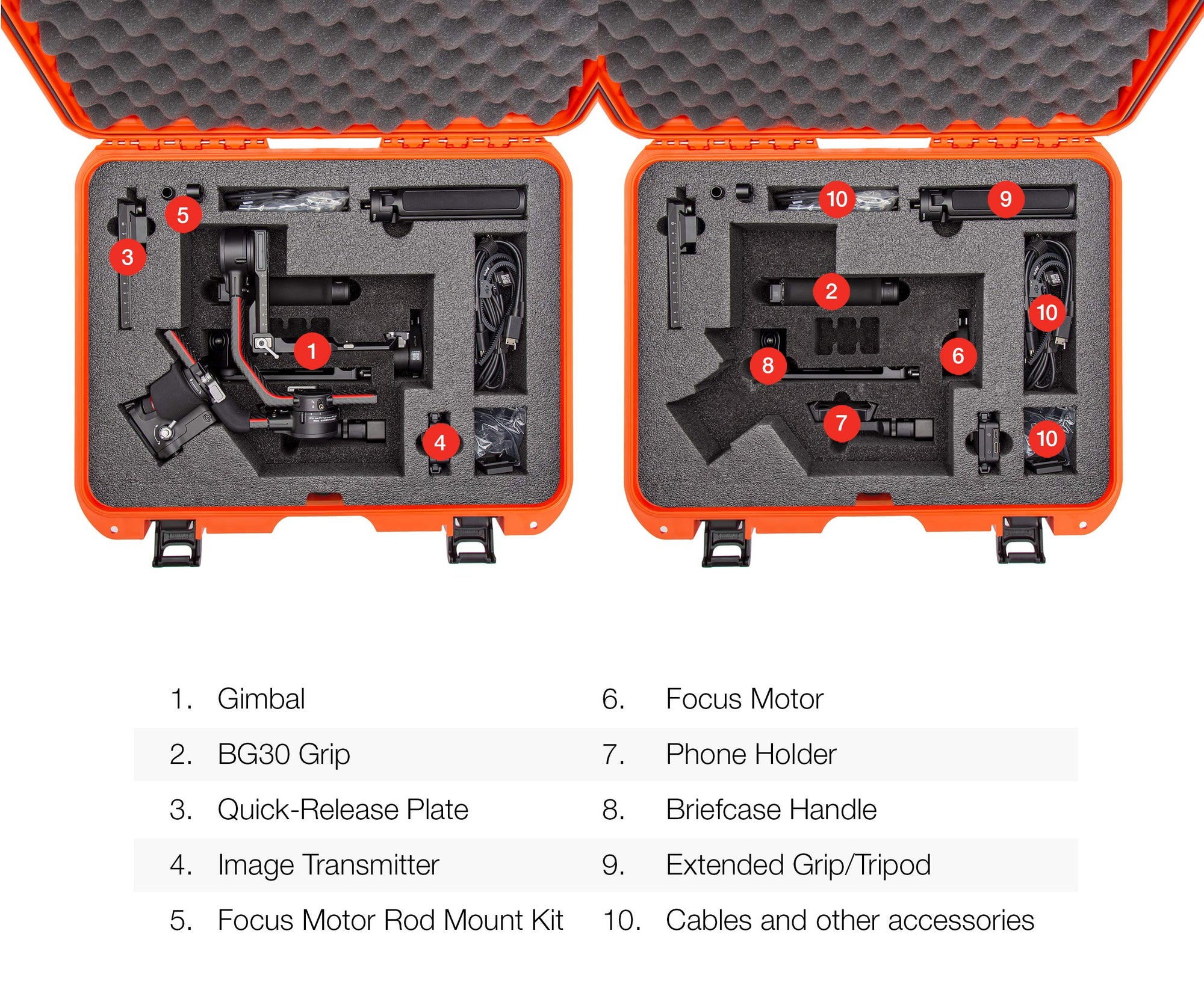 Nanuk Hard Case Waterproof with Foam Insert for DJI Ronin RS 2 and Pro Combo Version - Orange (930-RONS23)