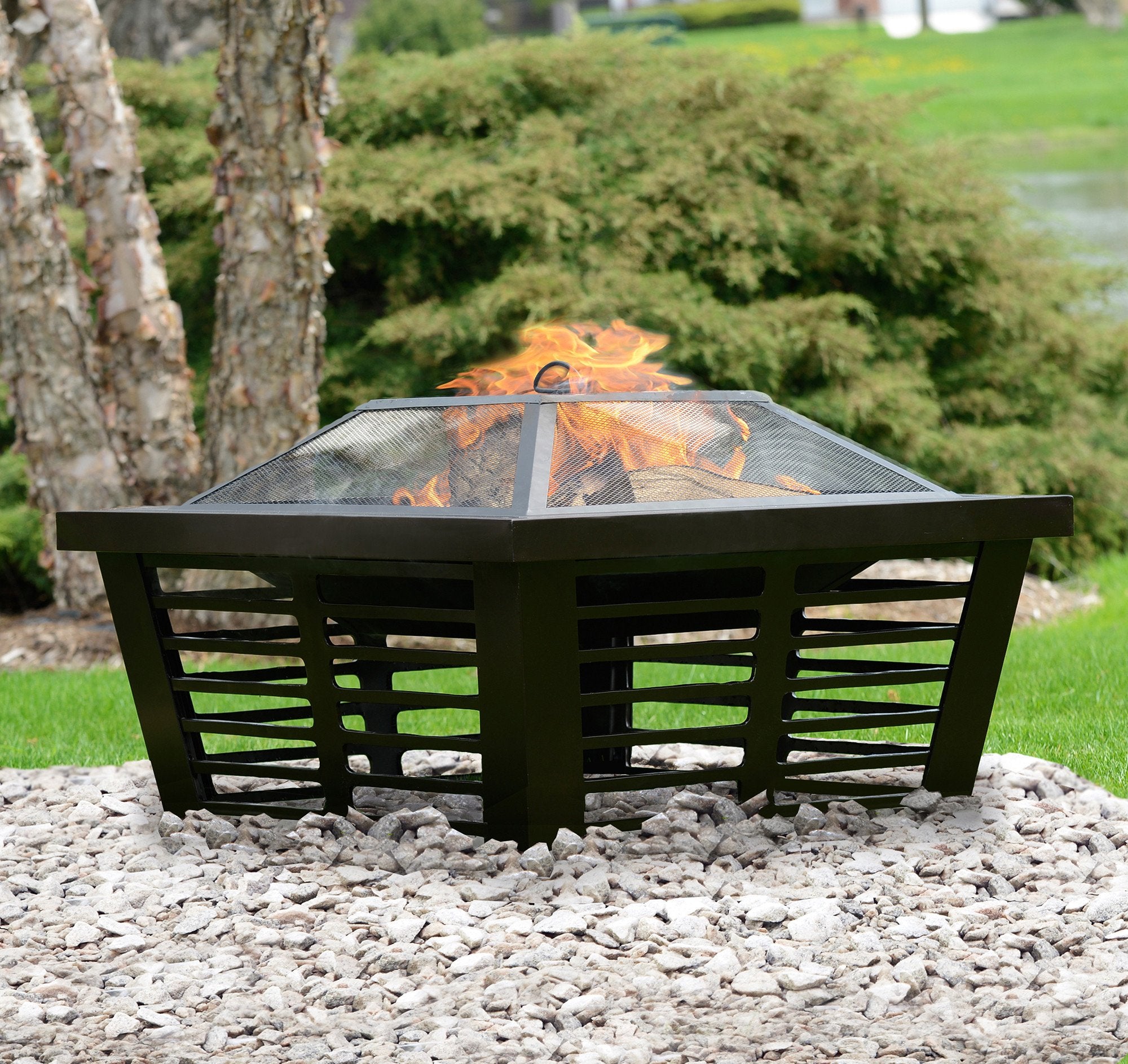 Hudson Square Pleasant Hearth OFW191S Steel, 34-Inch fire Pit, Wenge