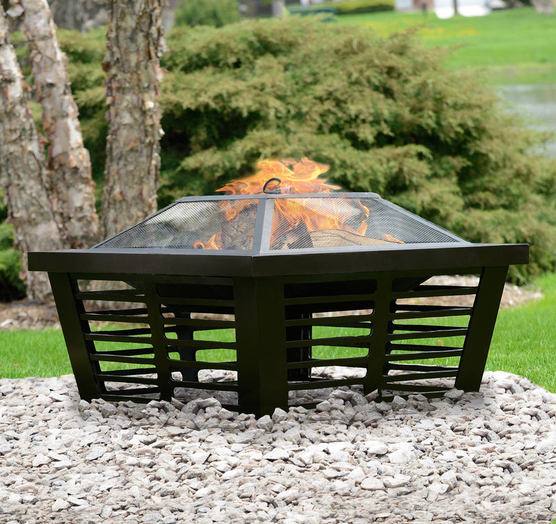 Hudson Square Pleasant Hearth OFW191S Steel, 34-Inch fire Pit, Wenge