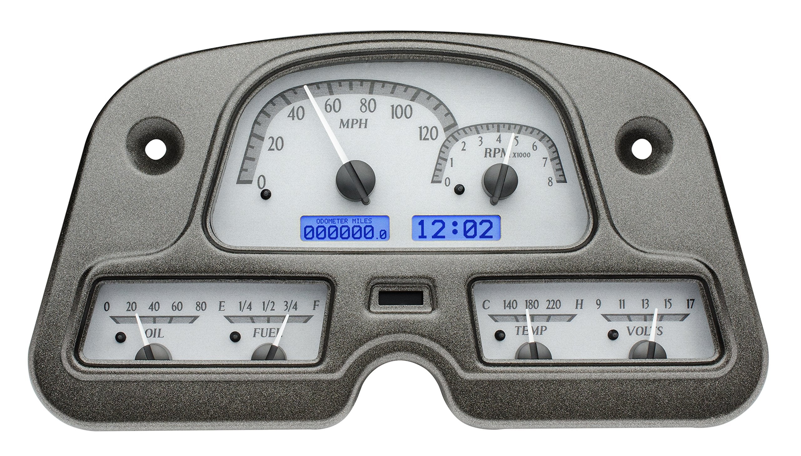 Dakota Digital VHX-62T-FJ-S-B Analog Dash Gauge System Compatible with 1962-84 Toyota FJ40 Land Cruiser Silver Alloy Blue Backlighting