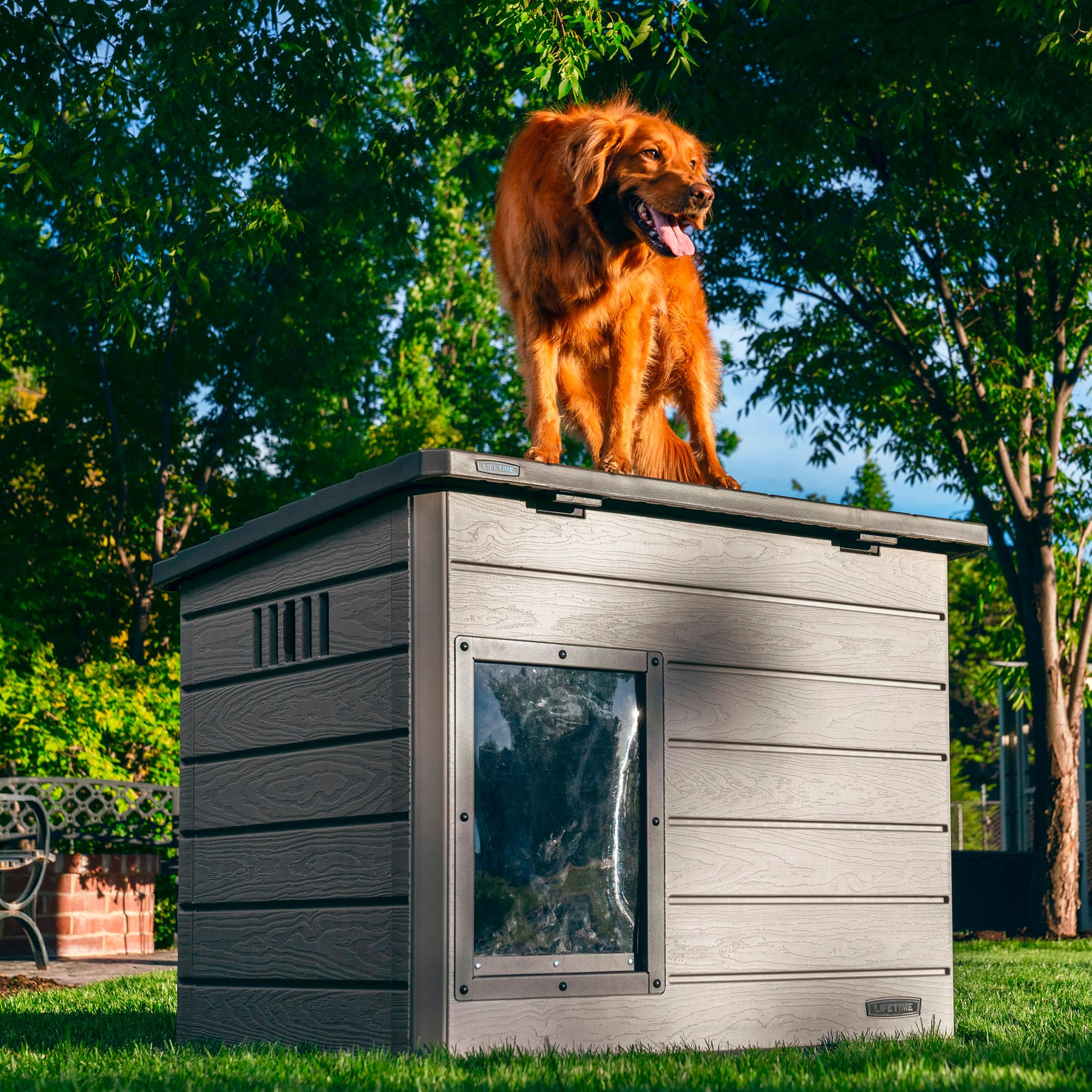 Deluxe Lifetime Dog House, Weather Protected with Adjustable Vents, Ideal Shelter for Medium to Large Dogs
