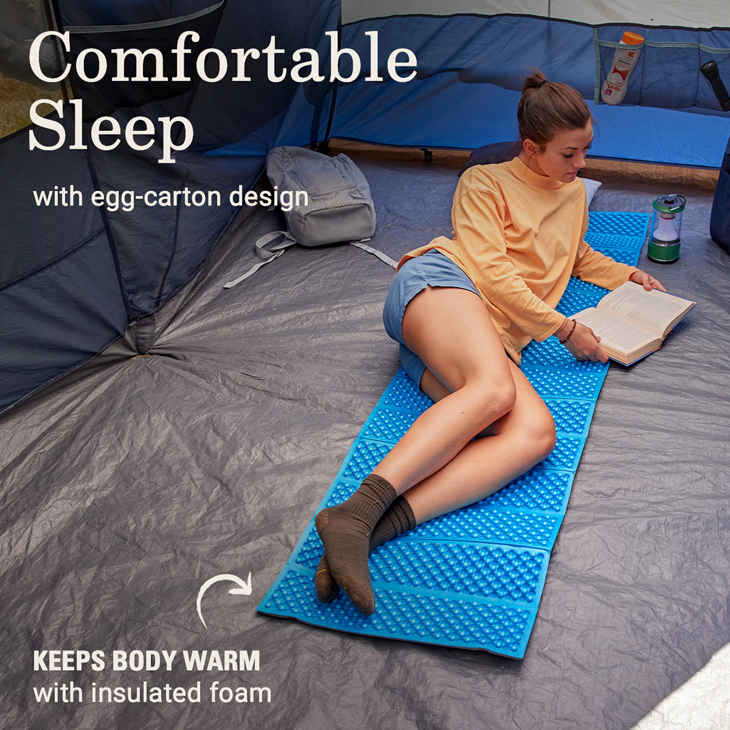 Coleman Lightweight River Rest Sleeping Pad, Comfortable Egg-Carton Design & Insulating Foam for Warmth, Camp Pad Weighs Less Than 1 Pound