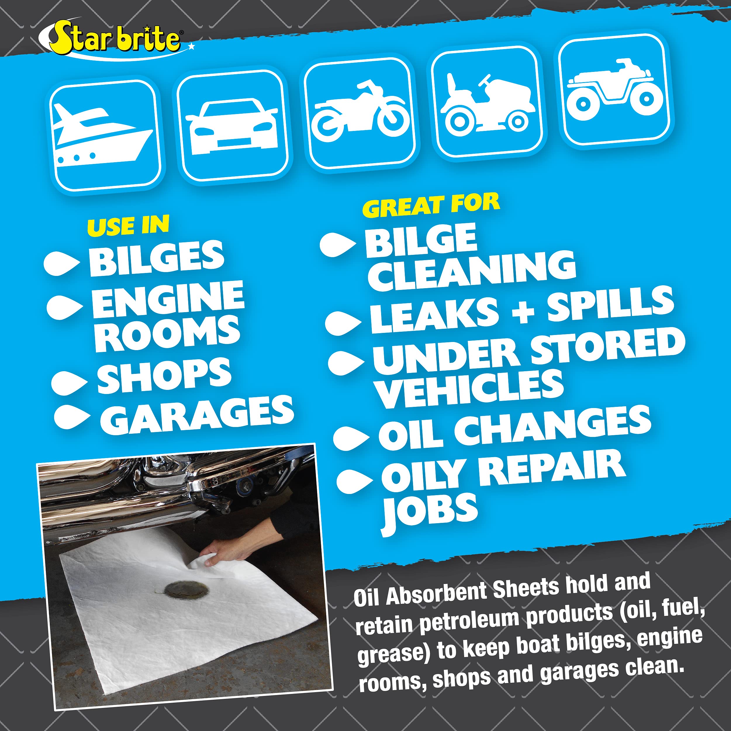 Bilge Oil Pads STAR BRITE Absorbs Oil, Repels Water - 17 x 19 Heavy Weght - 5 Pack (091845)