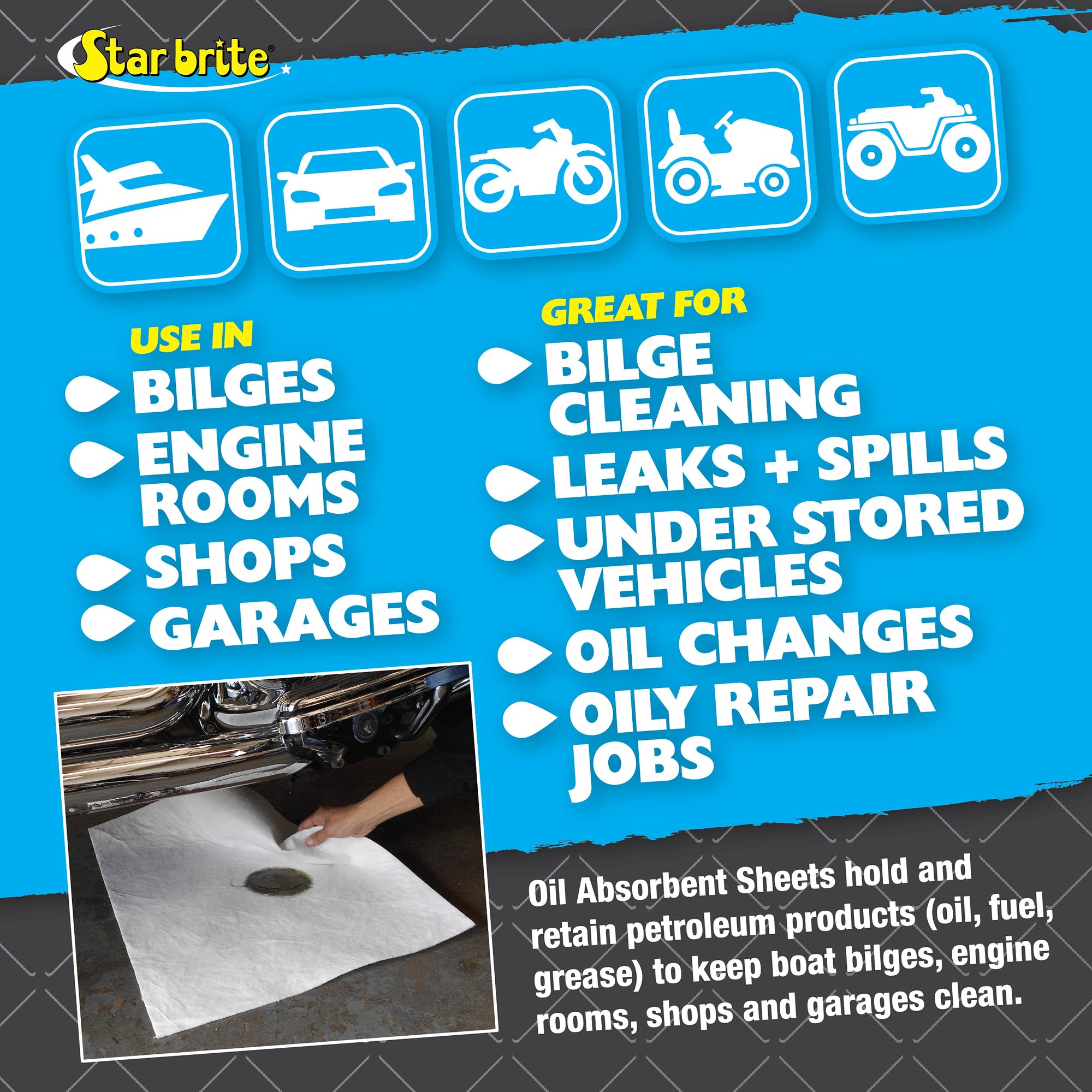 Bilge Oil Pads STAR BRITE Absorbs Oil, Repels Water - 17 x 19 Heavy Weght - 5 Pack (091845)