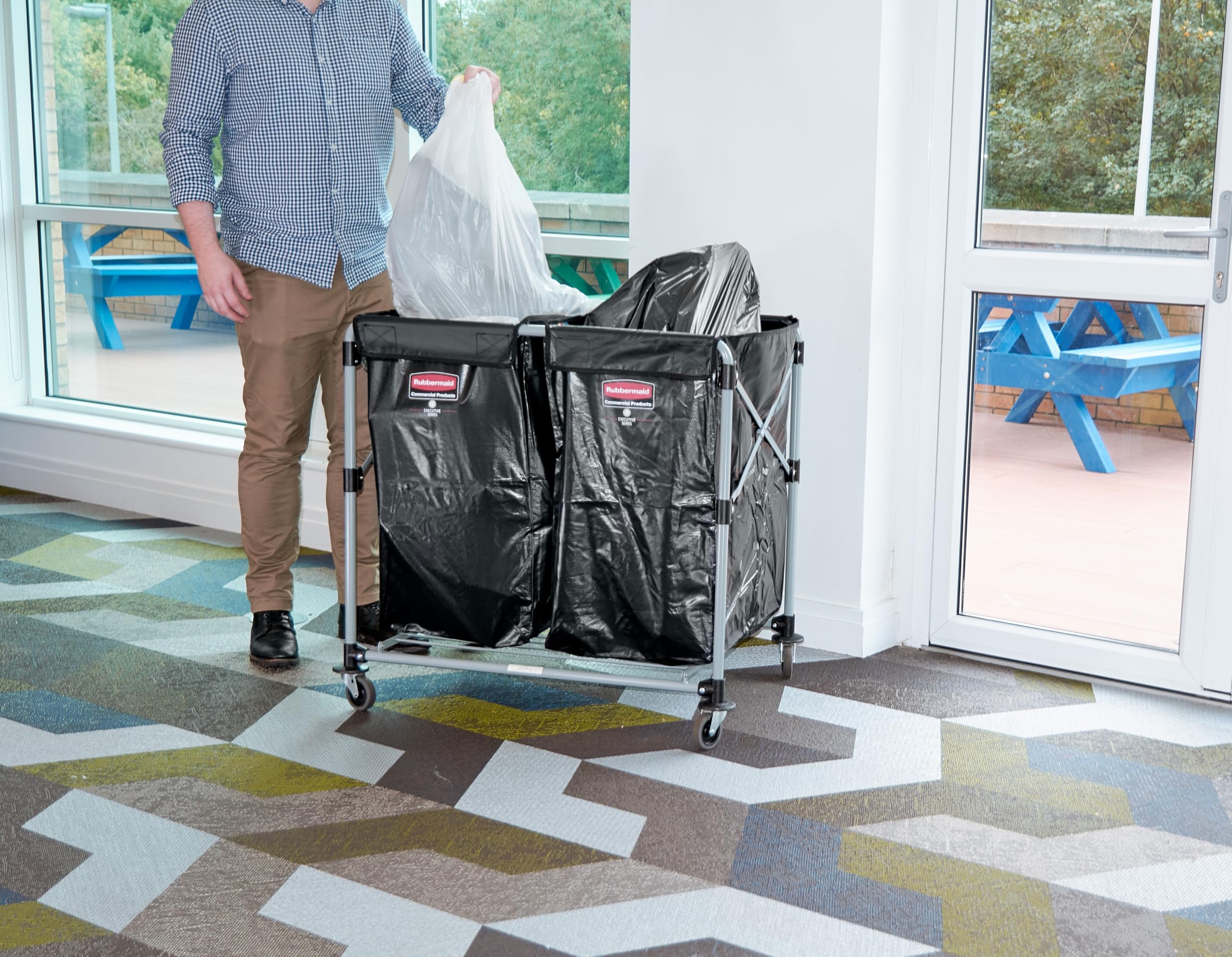 Rubbermaid 1871644 Commercial Products X Cart Folding Trolley Frame, 300 L, Grey