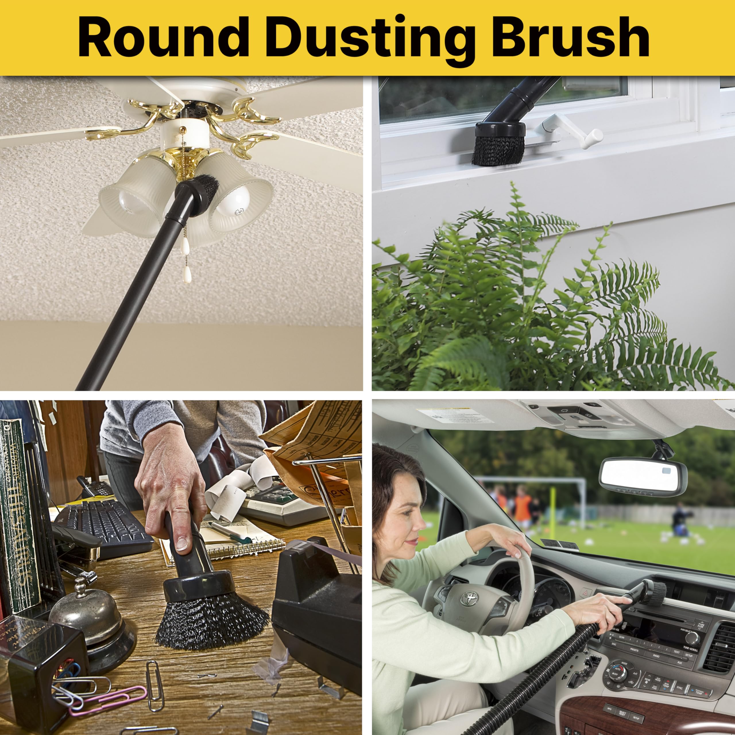 1.25 Inch Diameter Shop-Vac Cleaning Kit, Includes Round Brush, Crevice Tool, and Gulper Nozzle, Black, Ideal for Upholstery, Blinds, and Car Interiors (1-Pack)