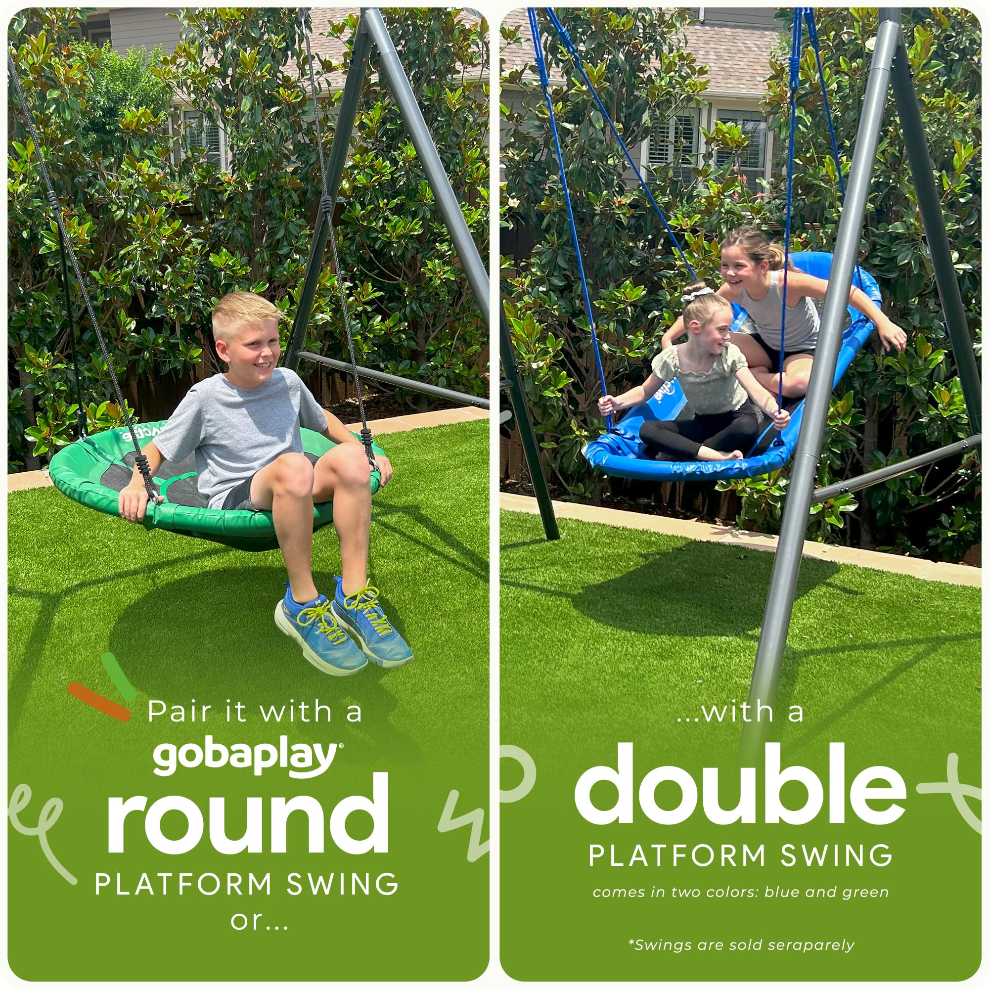 TitanFlex gobaplay Single Swing Set Frame, 6.7ft x 8.4ft Modular Metal Swingset - Outdoor & Backyard Playground Equipment for Kids (Frame Only)