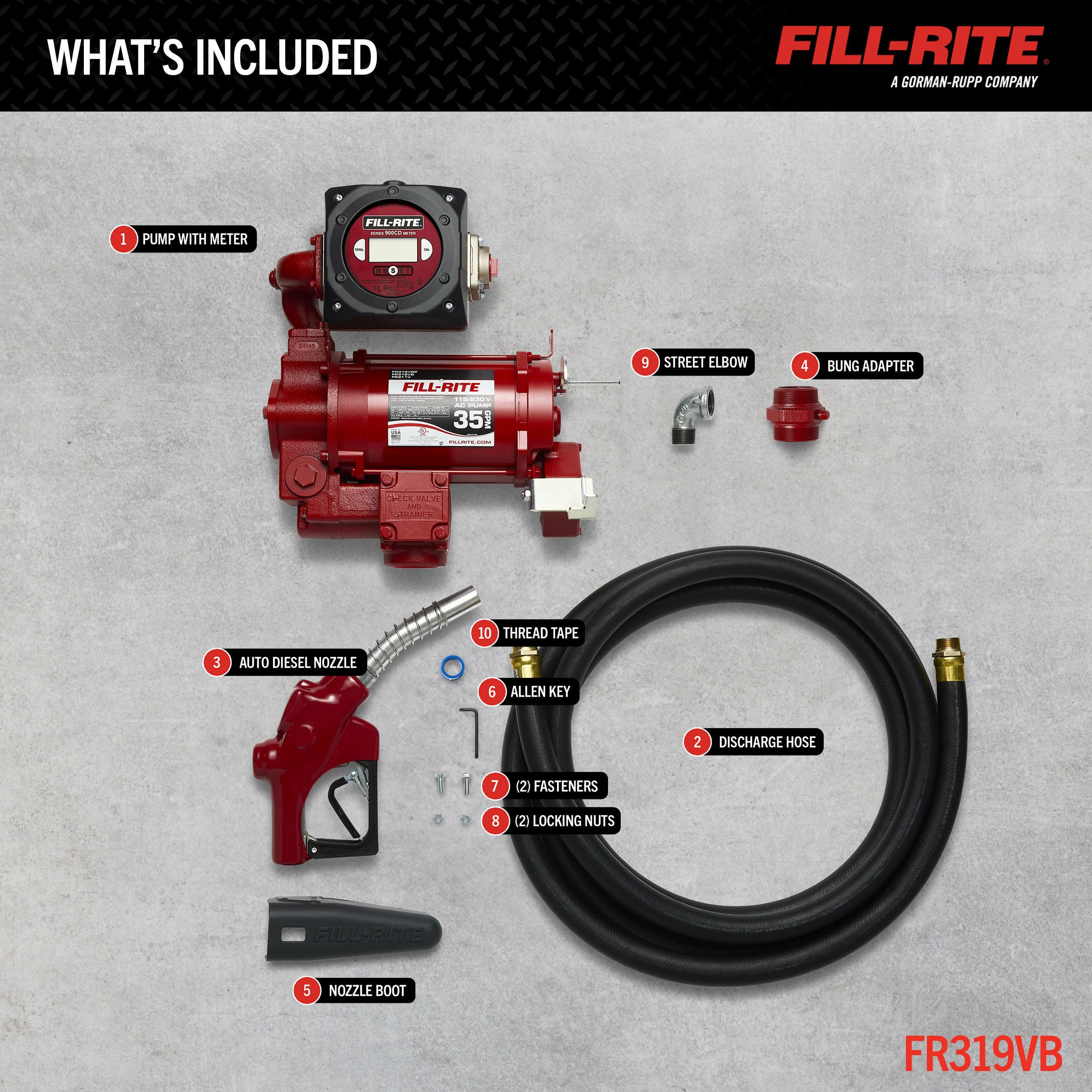 Fill-Rite 35 GPM FR319VB Fuel Transfer Pump w/Digital Meter Package 115V/230V (No Pulser)