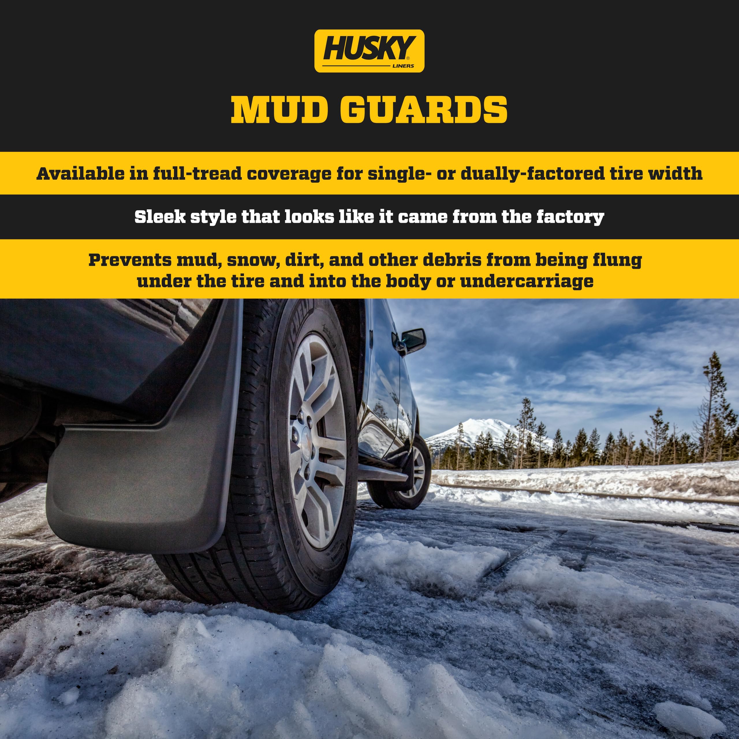 Custom Husky Mud Guards | Fits 2024 Ford Ranger XLT (Excludes Raptor SuperCrew Cab | Front & Rear, 4-pc Black - 58546