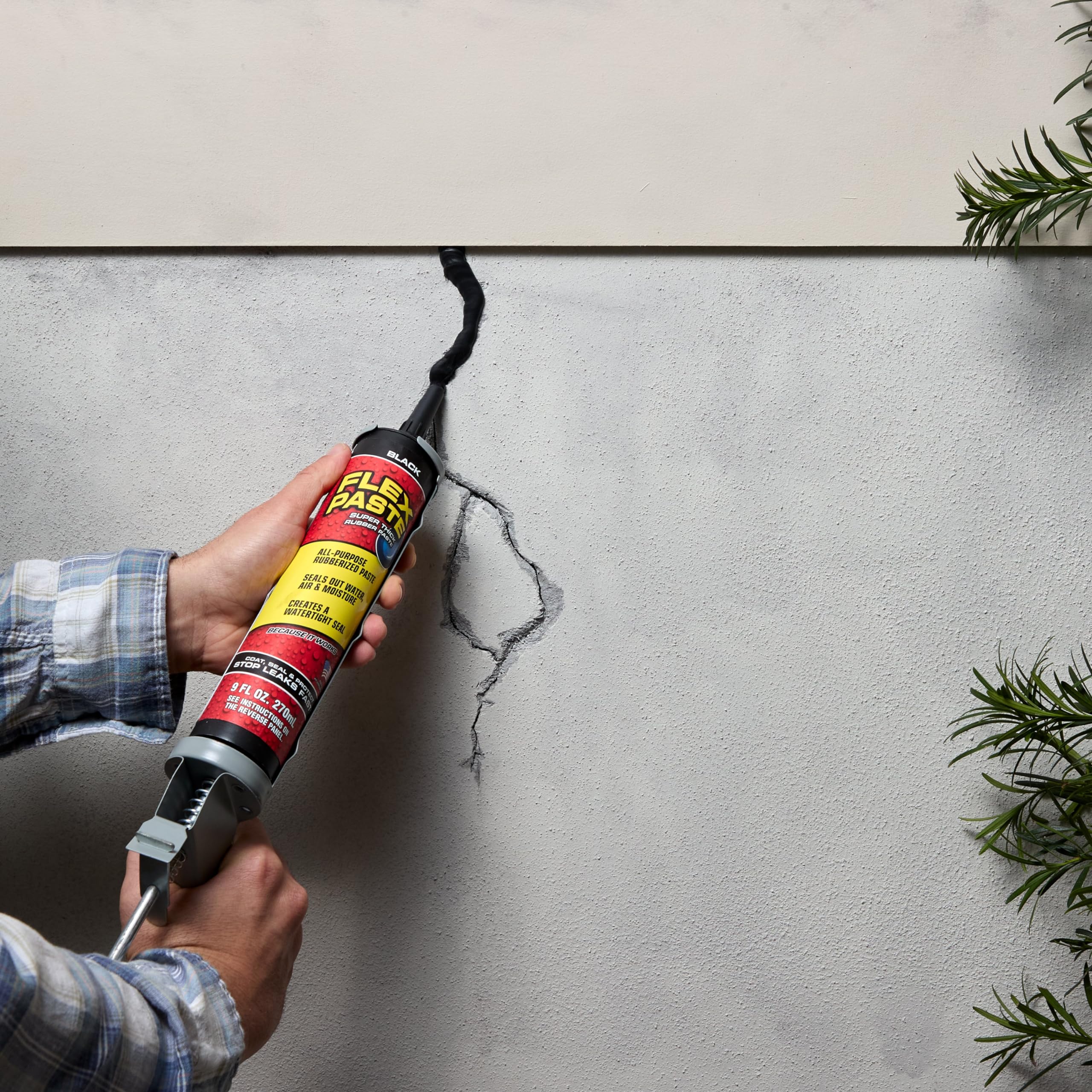 Flex Paste, Paintable Waterproof Putty, Sealant Spackle, Fill Gaps Cracks Holes - Block Out Water and Air - UV Resistant - Walls, Drywall, EPDM, Concrete, Roof, RV Repairs, White, Cartridge