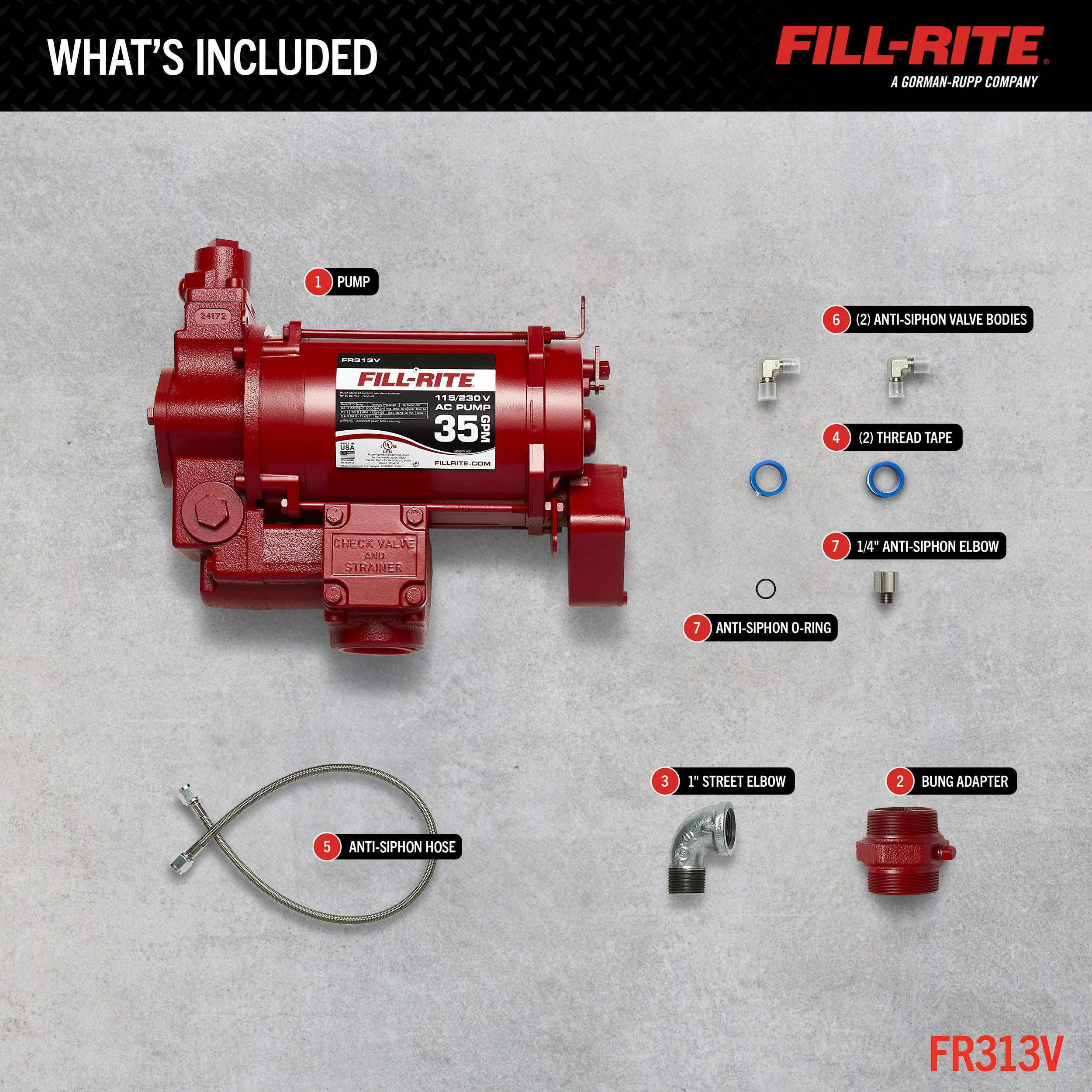 Fill-Rite 35 GPM FR313V Fuel Transfer Pump w/AST Remote 115V/230V