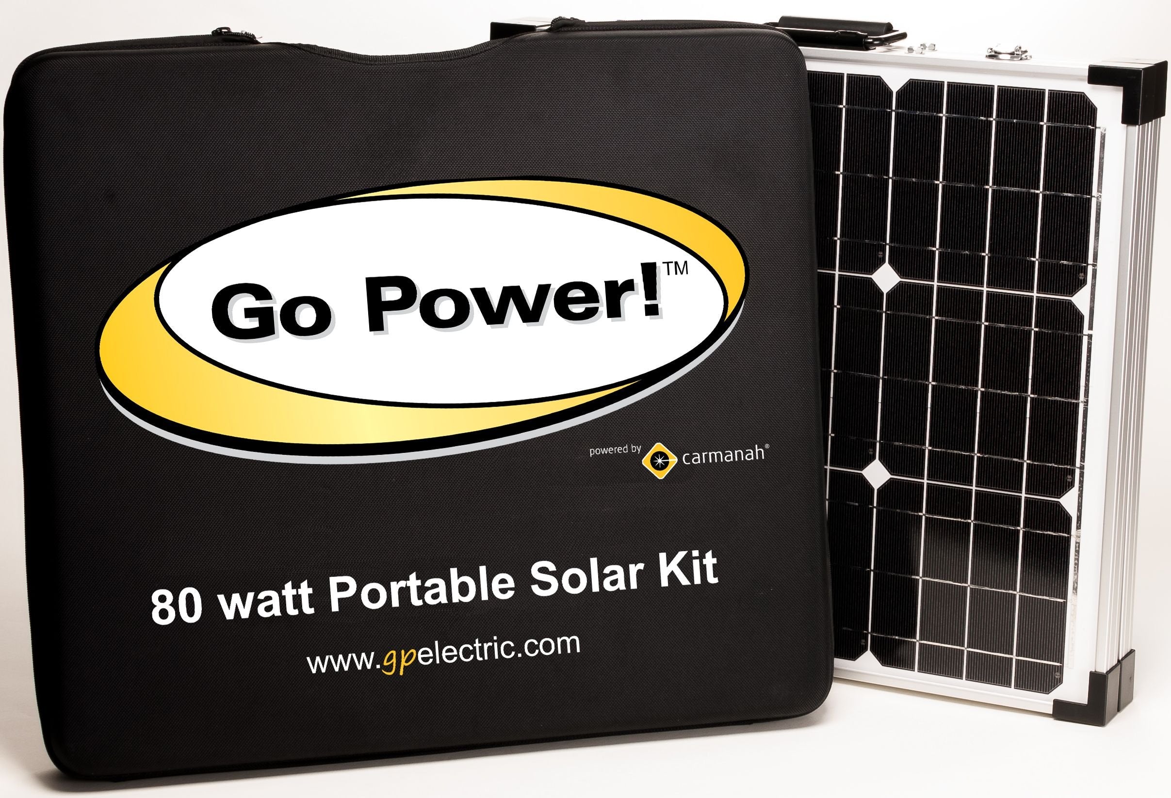 90W Go Power GP-PSK-90 Portable Folding Solar Panel Kit, 10 Amp Solar Controller, Adjustable Folding Legs, SAE & XLR Plug Adapters, Includes Heavy Duty Carrying Case