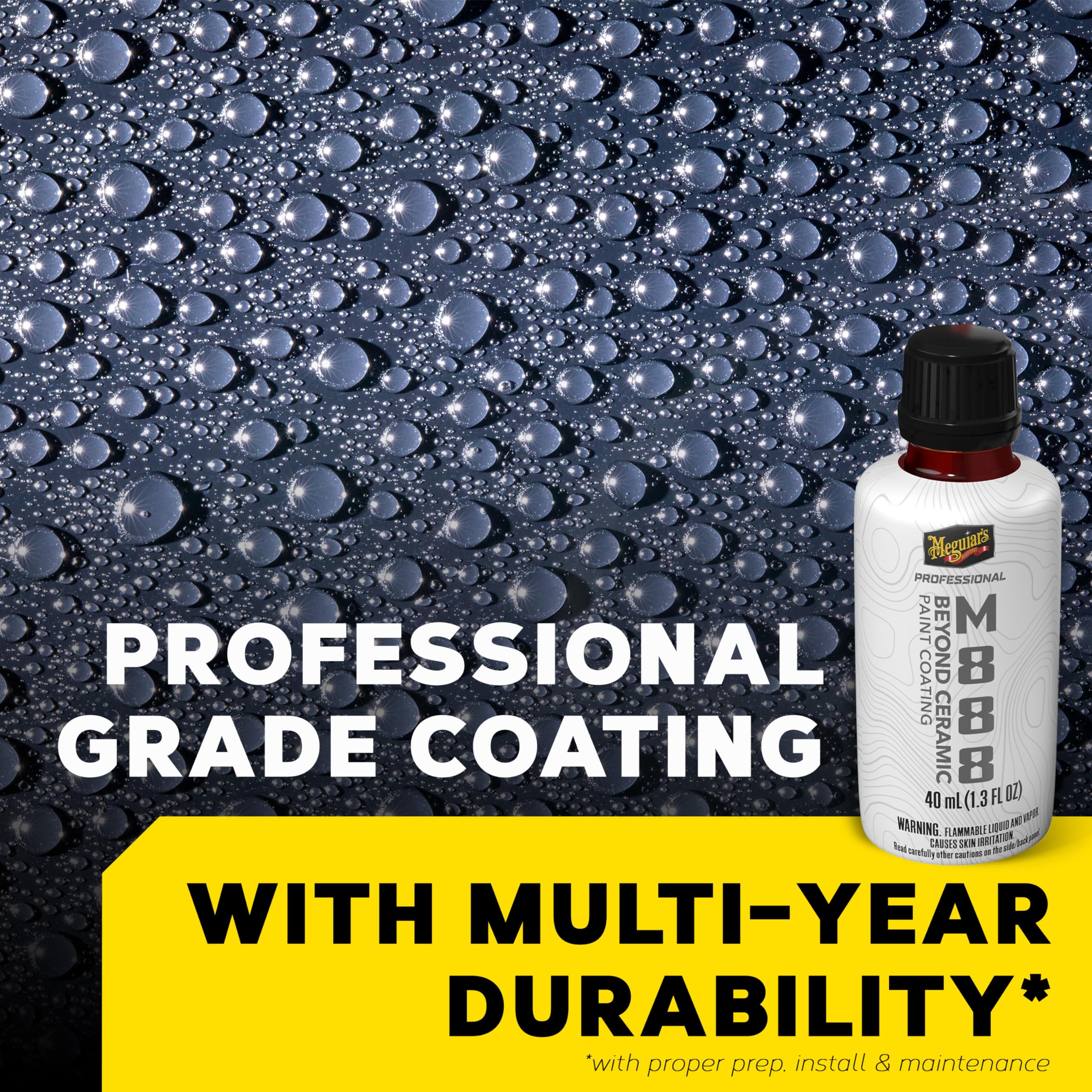Beyond Ceramic Paint Coating Meguiar's M888 - Multi-Year Ceramic Coating For Cars, Easy to Apply, Fills in Minor Defects with Exceptional Water Beading, Slickness, and Chemical Resistance