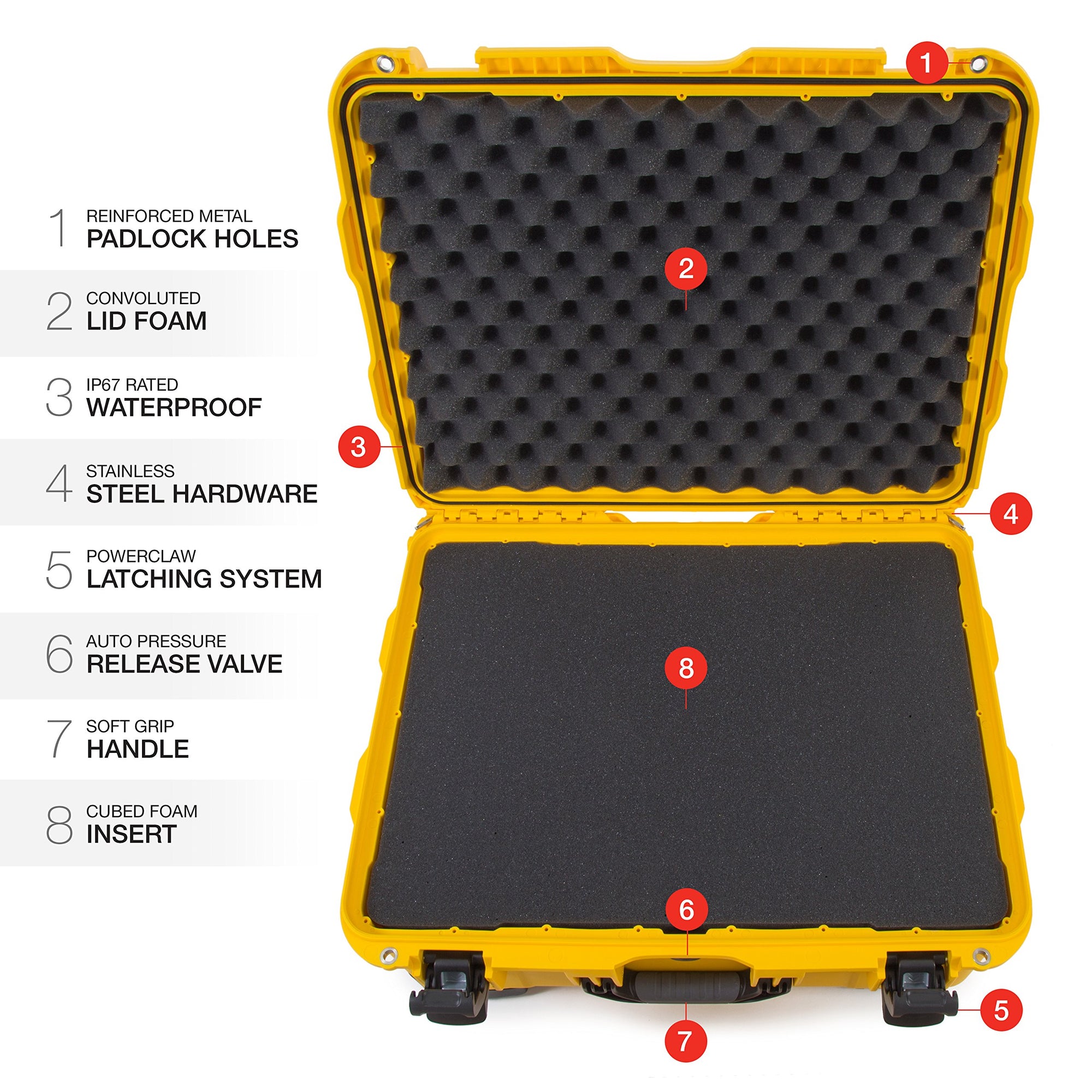 Waterproof NANUK 950 Hard Case with Wheels and Foam Insert - Yellow