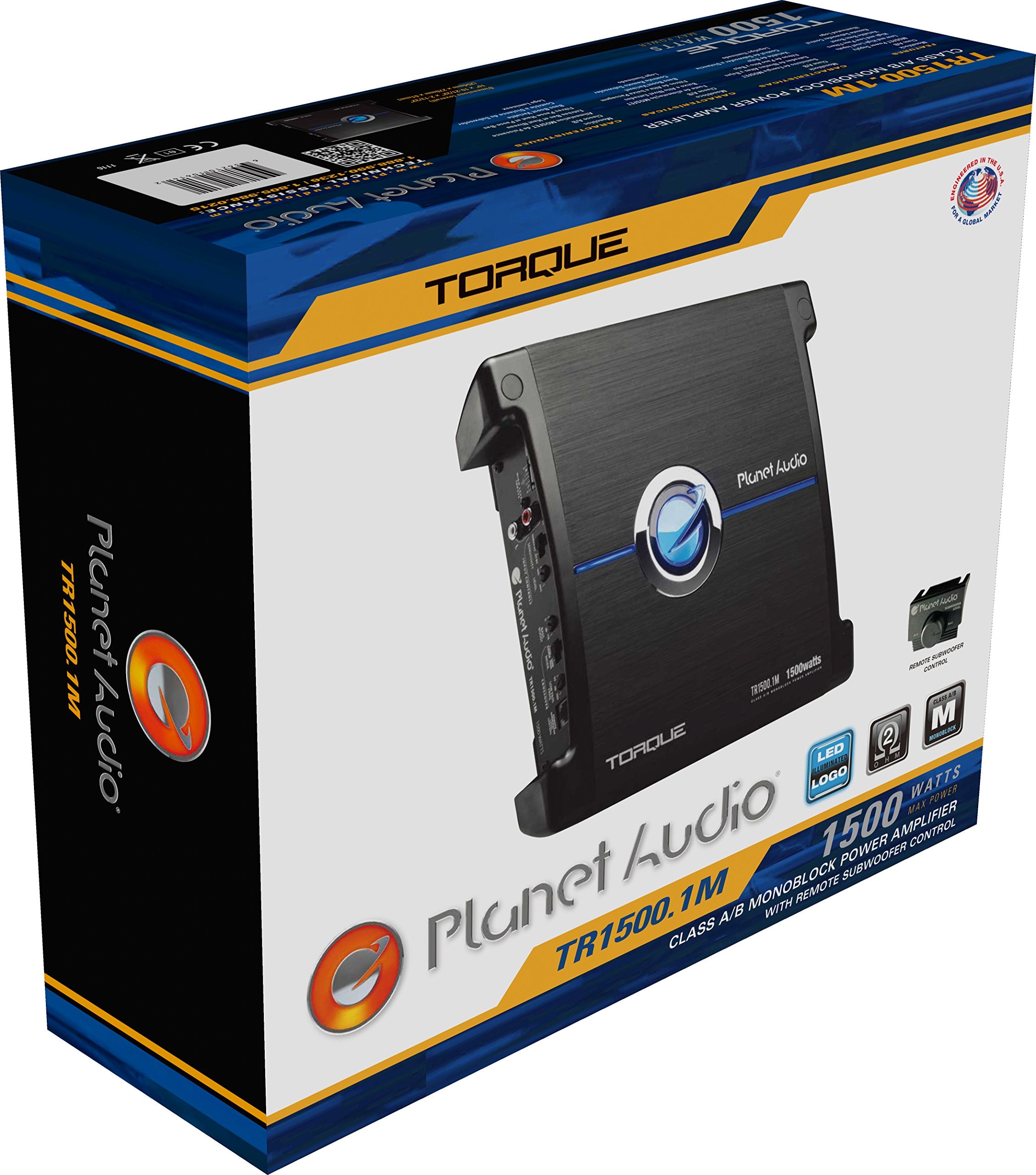 Monoblock Planet Audio TR1500.1M Car Amplifier - 1500 High Output, Low/High Level Inputs, Low Pass Crossover, Hook Up to Subwoofer for Bass
