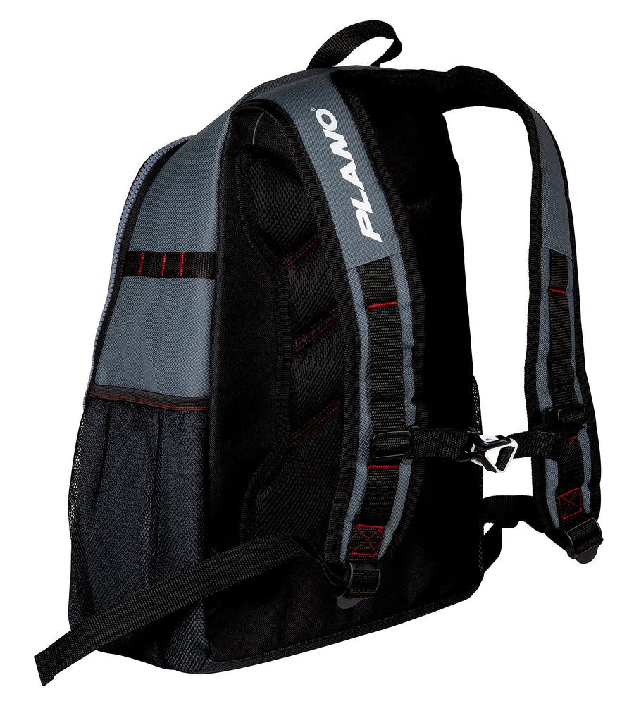 Plano 3700 Weekend Series Backpack, Gray with Red, Black, & White Accents, Includes 2 3700 Stowaway Utility Boxes, Premium Tackle Storage, Soft Tackle Storage Bag