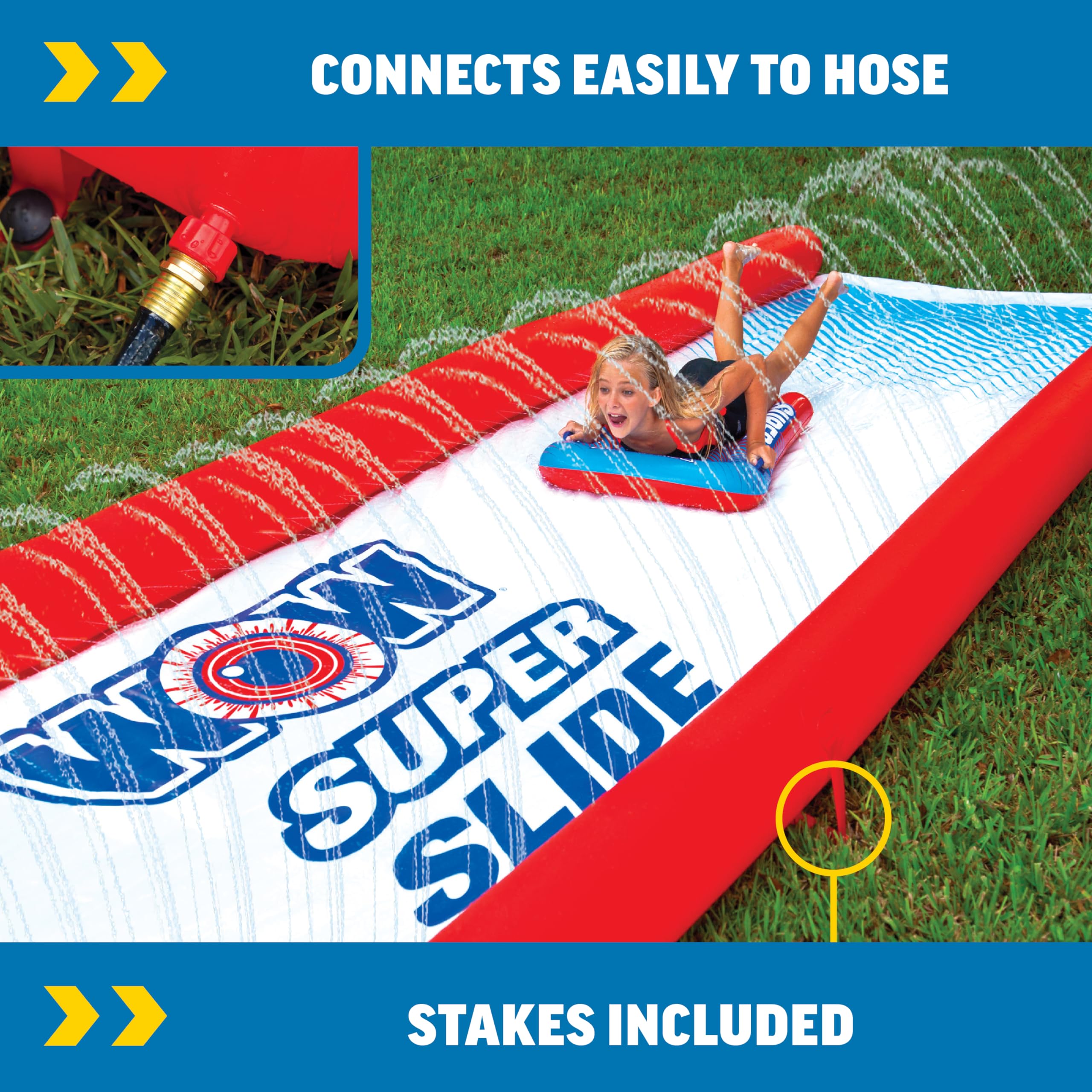 Giant WOW Sports Super Slide Backyard Water and Slip Slide with Sprinkler, Extra Long, 25 x 6 ft