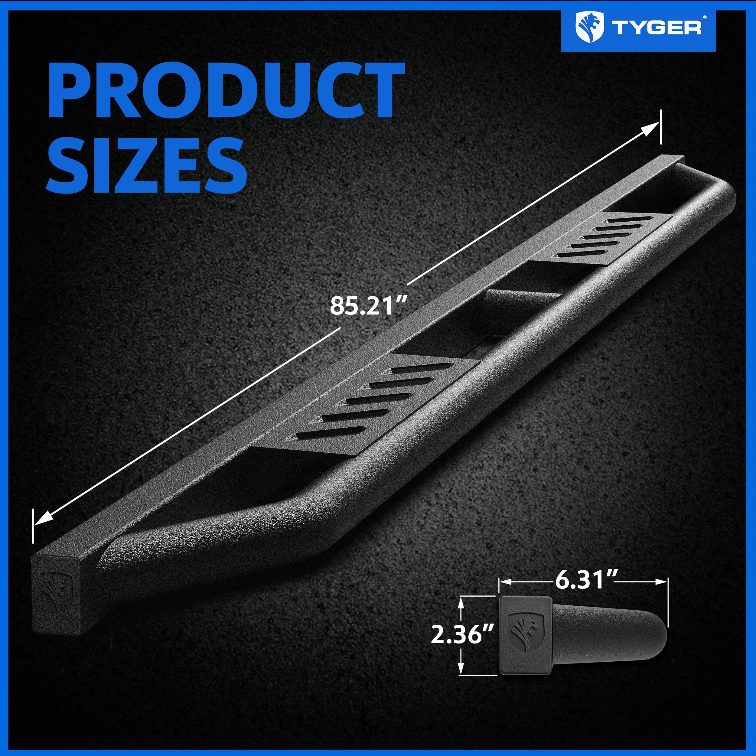 Tyger Auto Trax Side Steps Compatible with 2009-2018 Dodge Ram 1500; 2010-2026 2500 3500; Classic 2019-2024 | Crew Cab | TG-TX7D29928 | Textured Black Rail Running Board