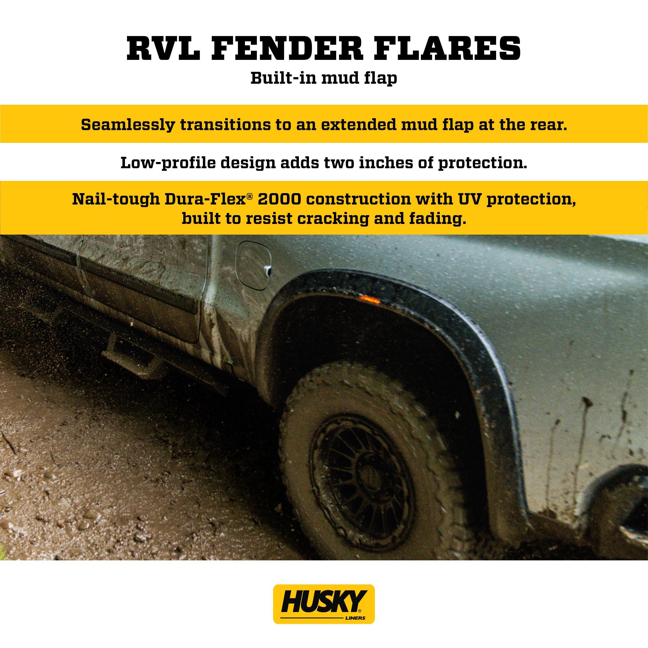 Husky Liners RVL Style Fender Flares | Fits 2023-2026 Ford F-250 SD; 2023-2026 Ford F-350 SD (Excludes Dually) | Front & Rear, 4-pcs. Black | 2802980
