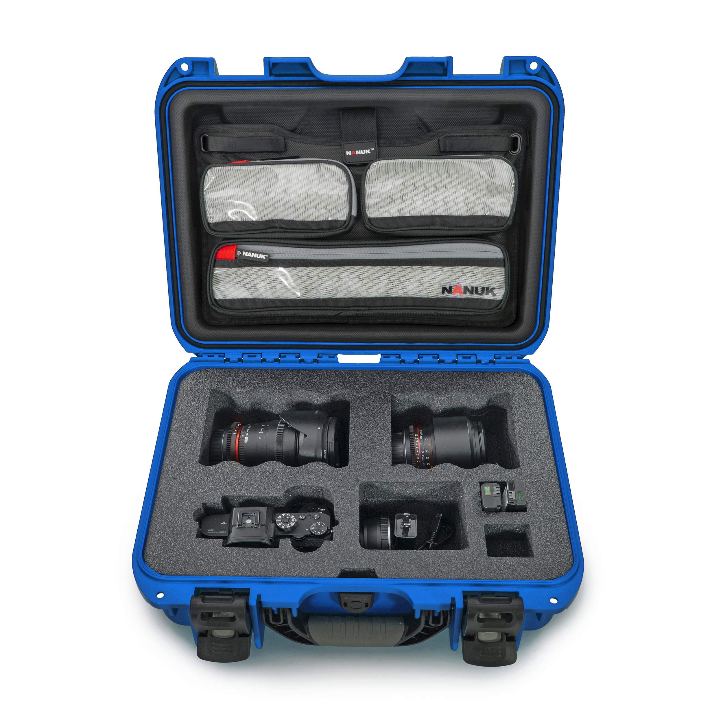 Waterproof Nanuk 920 Hard Case with Lid Organizer for Sony A7R Size Camera - Blue (920-SON8)