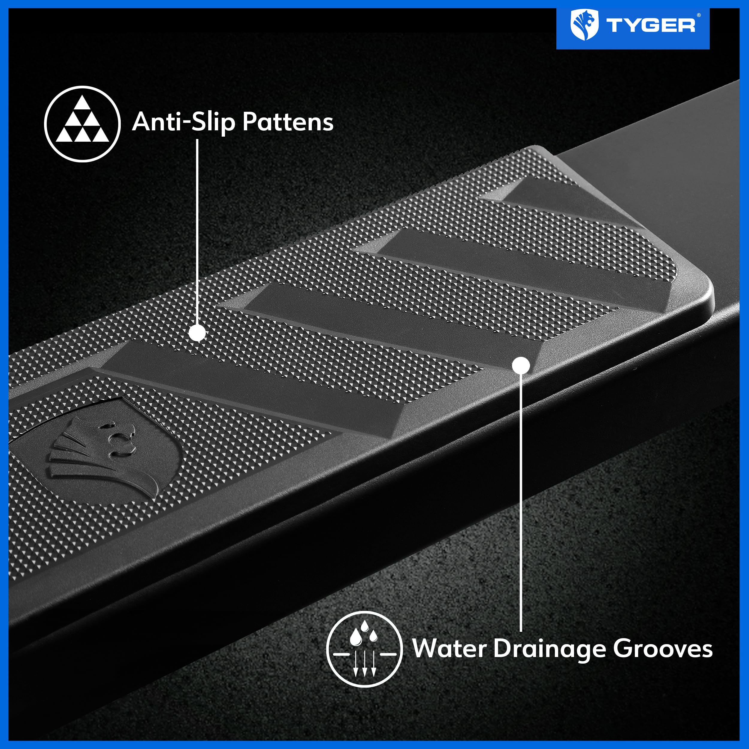 6" Riser Tyger Auto Running Boards Compatible with 2007-2018 Chevy Silverado GMC Sierra 1500; 2007-2019 2500 3500HD; 2019 LD/Limited | Crew Cab | TG-RS6C60048 | Side Step Rails Nerf Bars