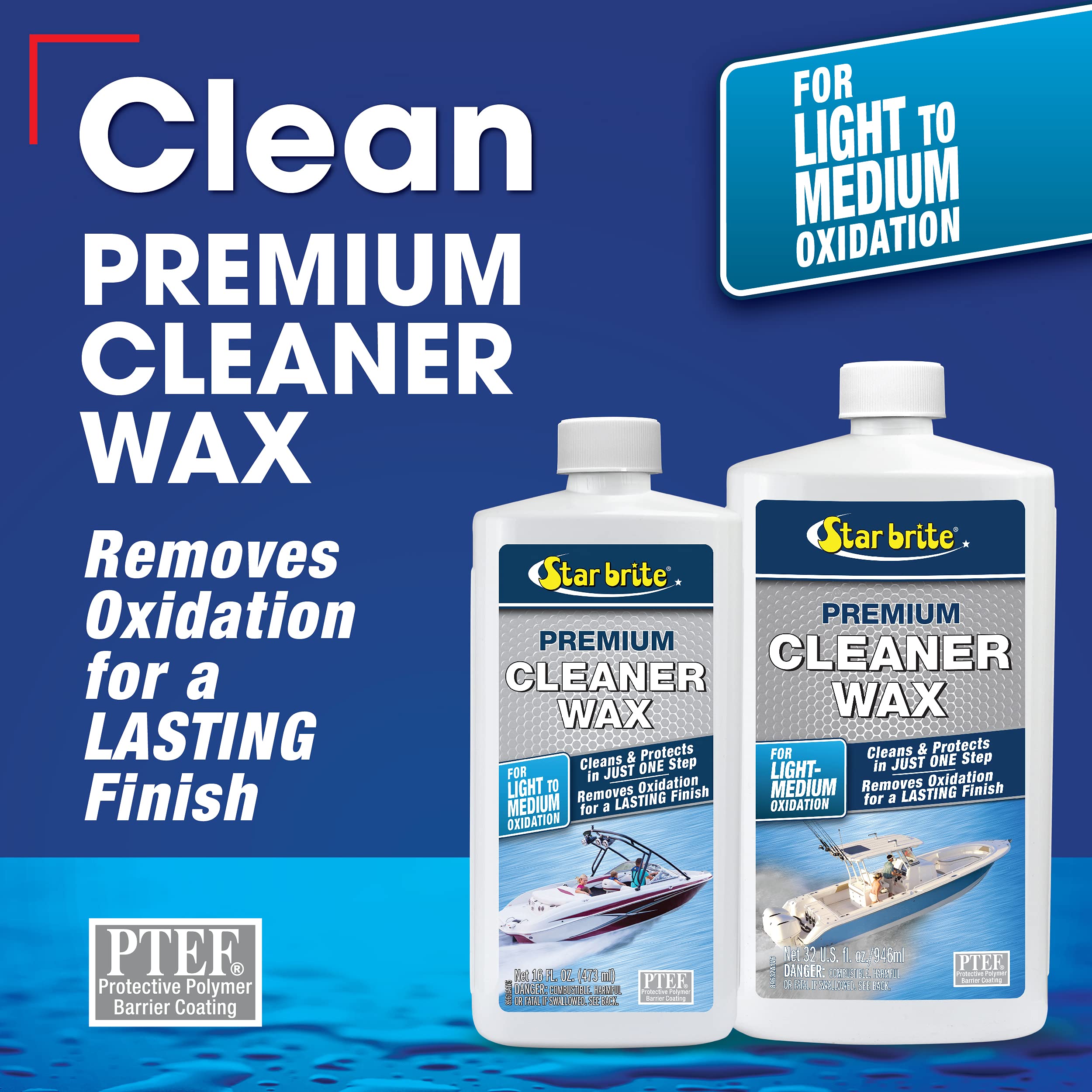 One-Step STAR BRITE Premium Cleaner Wax - Cleans and Protects in One Easy Step - Removes Light to Medium Oxidation for a Long Lasting Finish - 16 OZ (089616P)