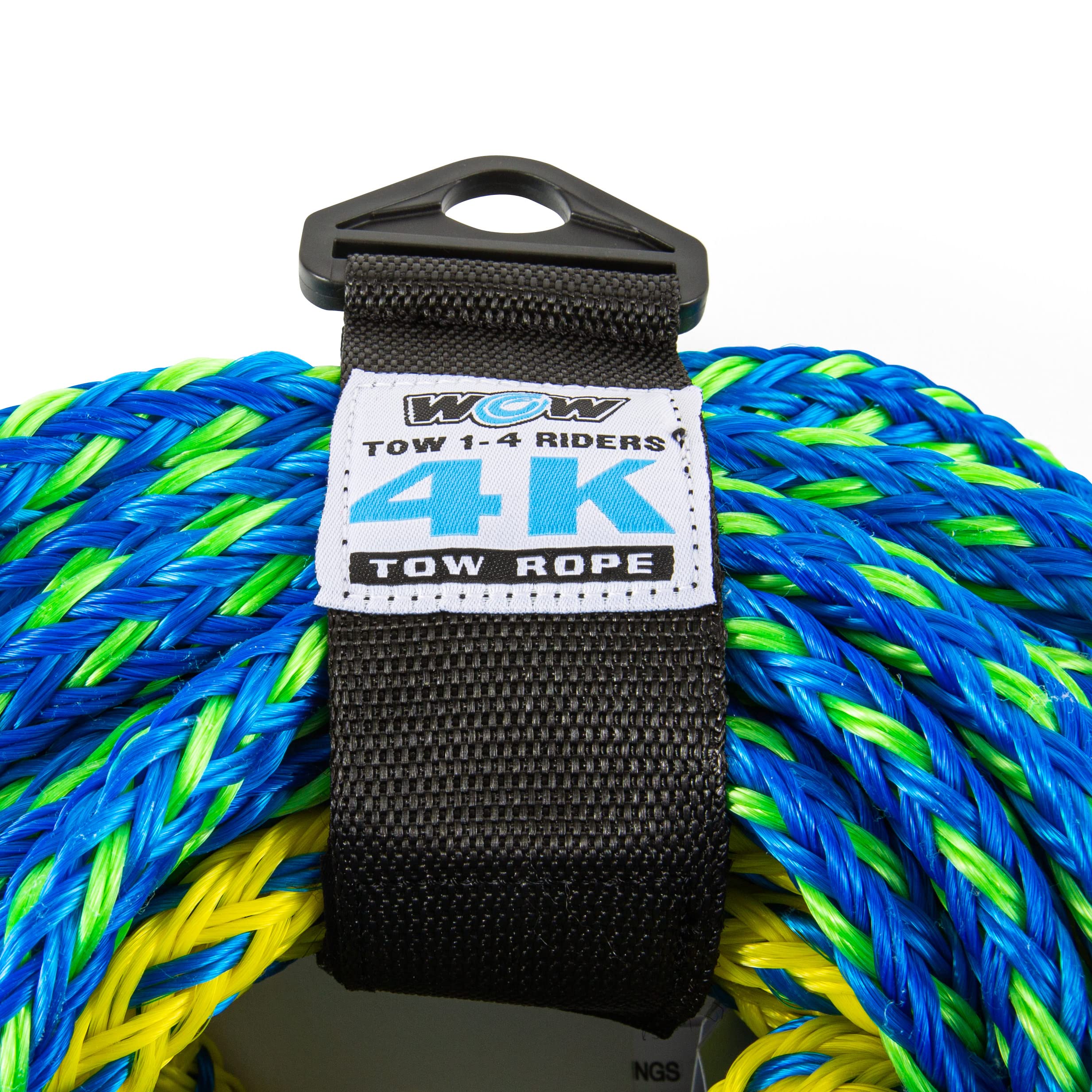 WOW Sports Towing Rope for Wakesurf, Water Ski and Wakeboard, 4-Rider 4K Tow Rope with 2 Sections, 60'