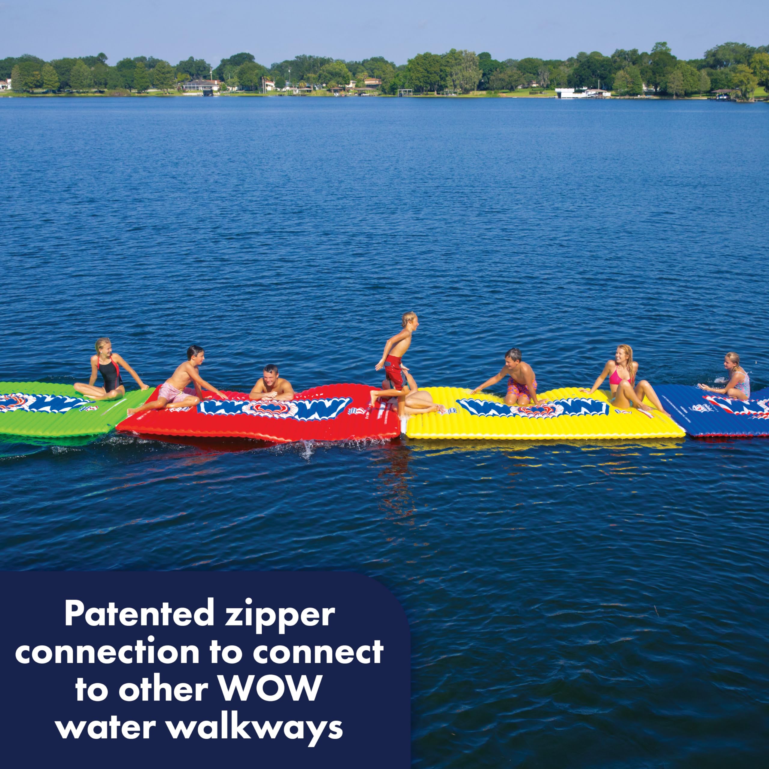 Inflatable Water Walkway WOW Sports, Inflatable Water Mat Pool Float, Ideal for Kids and Adults, 10 x 6 Feet, Blue
