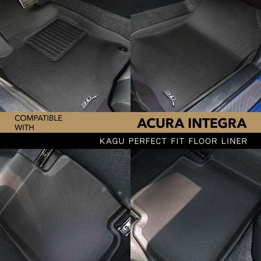 3D MAXpider Kagu Custom Fit Floor Mat (Black) Compatible with Acura Integra 2023-2026 / Integra Type S 2024-2026 (w/o Rear USB Port) - Full Set