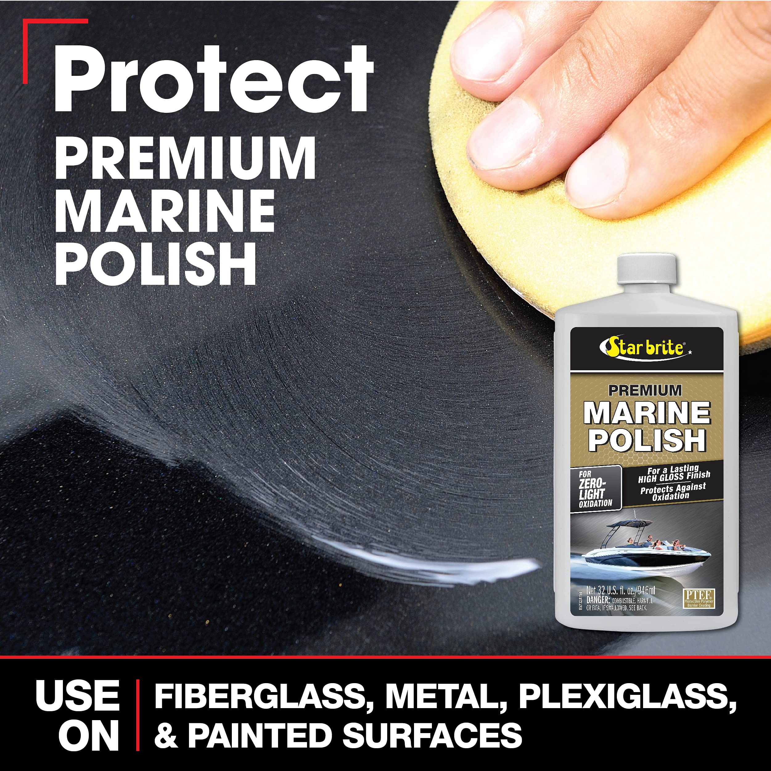 Premium Marine Polish STAR BRITE - Seals & Protects Gel Coat with a High Gloss Finish - 16 OZ (085716PW)