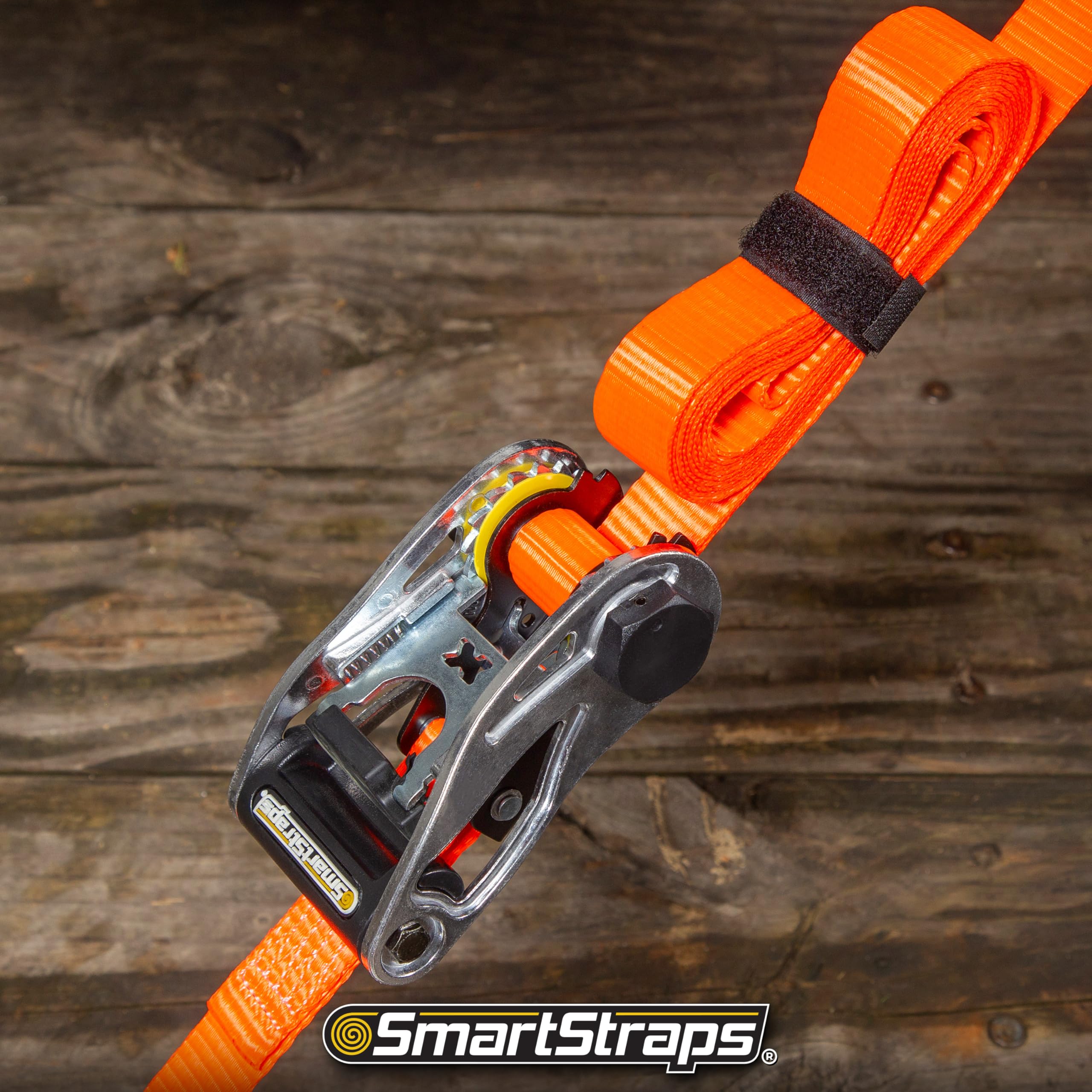 SmartStraps WINSTON PROD 14’ Premium Ratchet Straps, 4 Pack – 3,000lbs Break Strength, 1,000lbs Safe Work Load – Haul Heavy-Duty Loads Such As Boats and Appliances