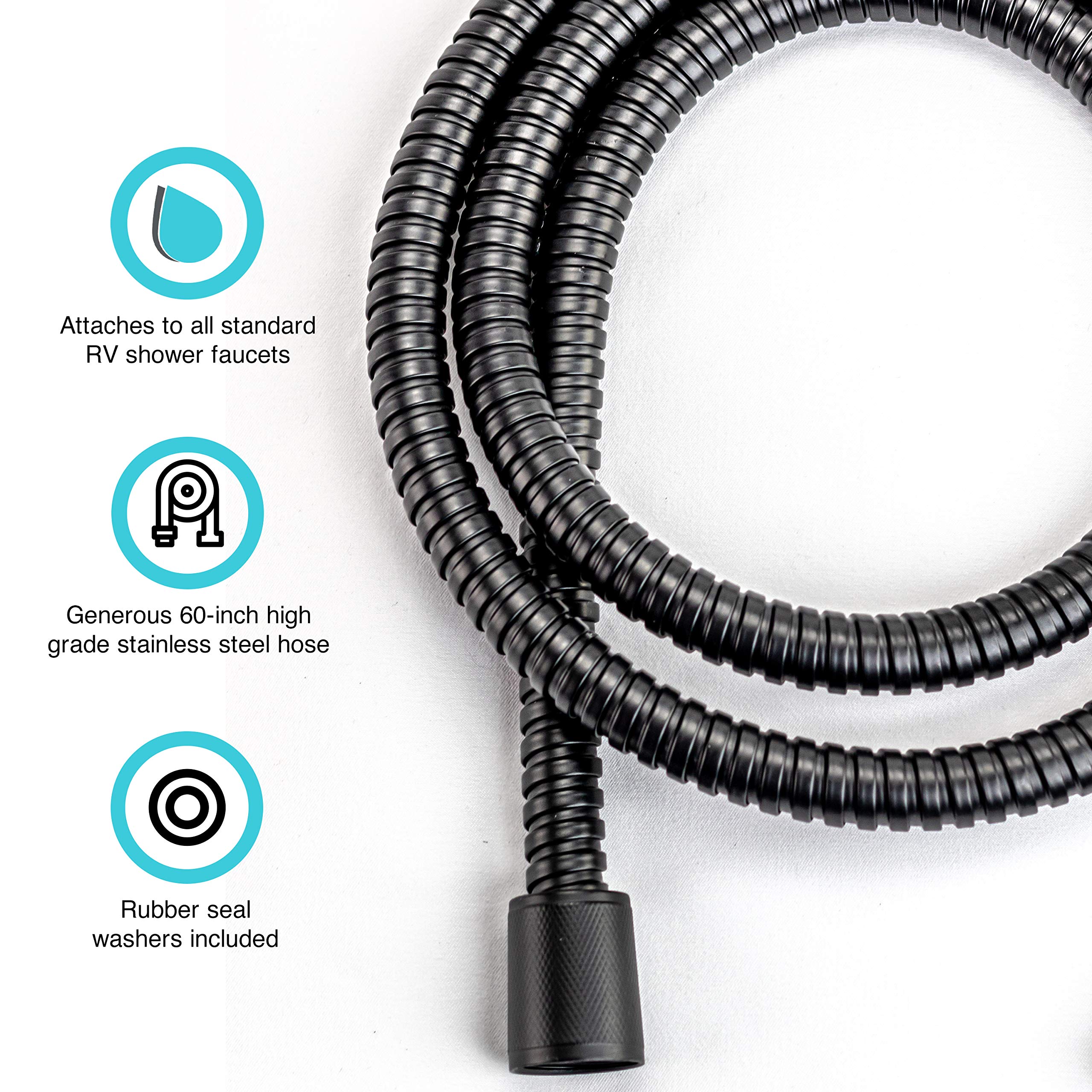 Dura Faucet RV Hand Held Shower Head DF-SA400K-MB, Stainless Steel Hose Kit (Matte Black)