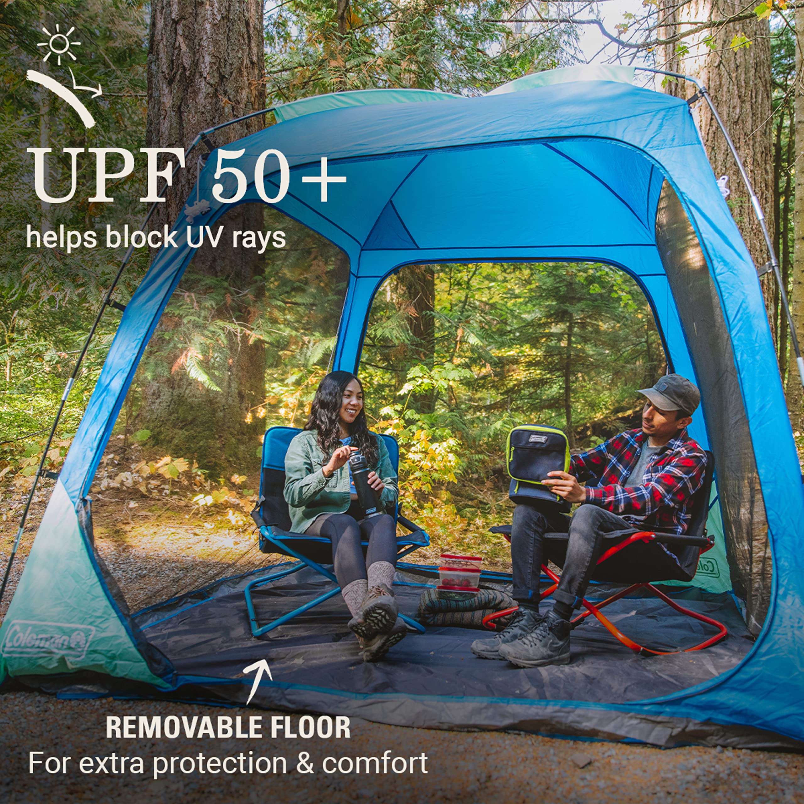 Coleman Screen Dome Skyshade Canopy Tent, 8 x 8 Shade Canopy, UPF 50+ Outdoor Canopy Tent for Camping, Tailgating, and Beach Shade, Medium Blue