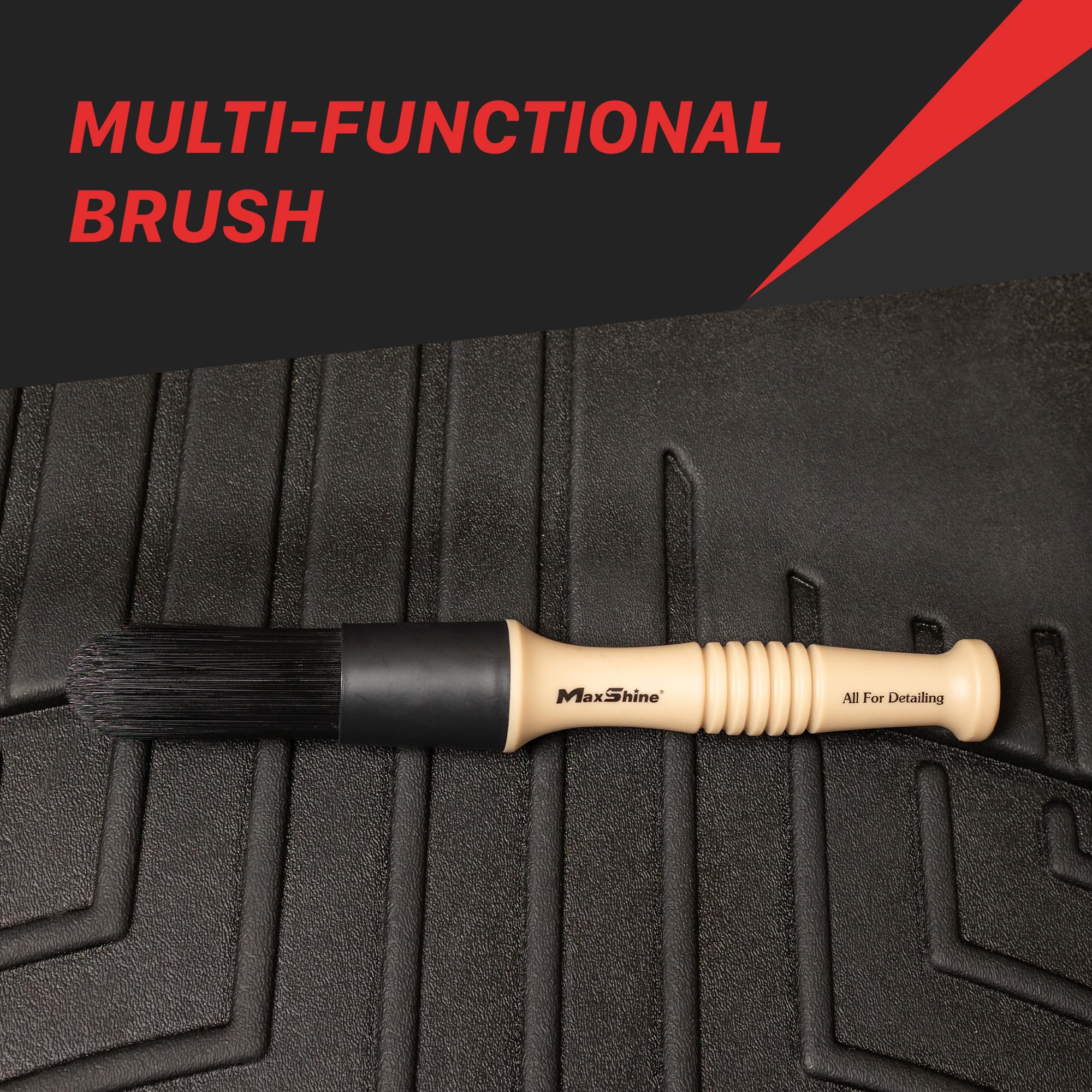 Maxshine Exterior Professional Detailing Brush | Heavy-Duty Stiff Bristle Brush for Wheels, Rims & Tires | Large Off-White Durable Car Detailing Tool for Exterior Cleaning & Auto Care