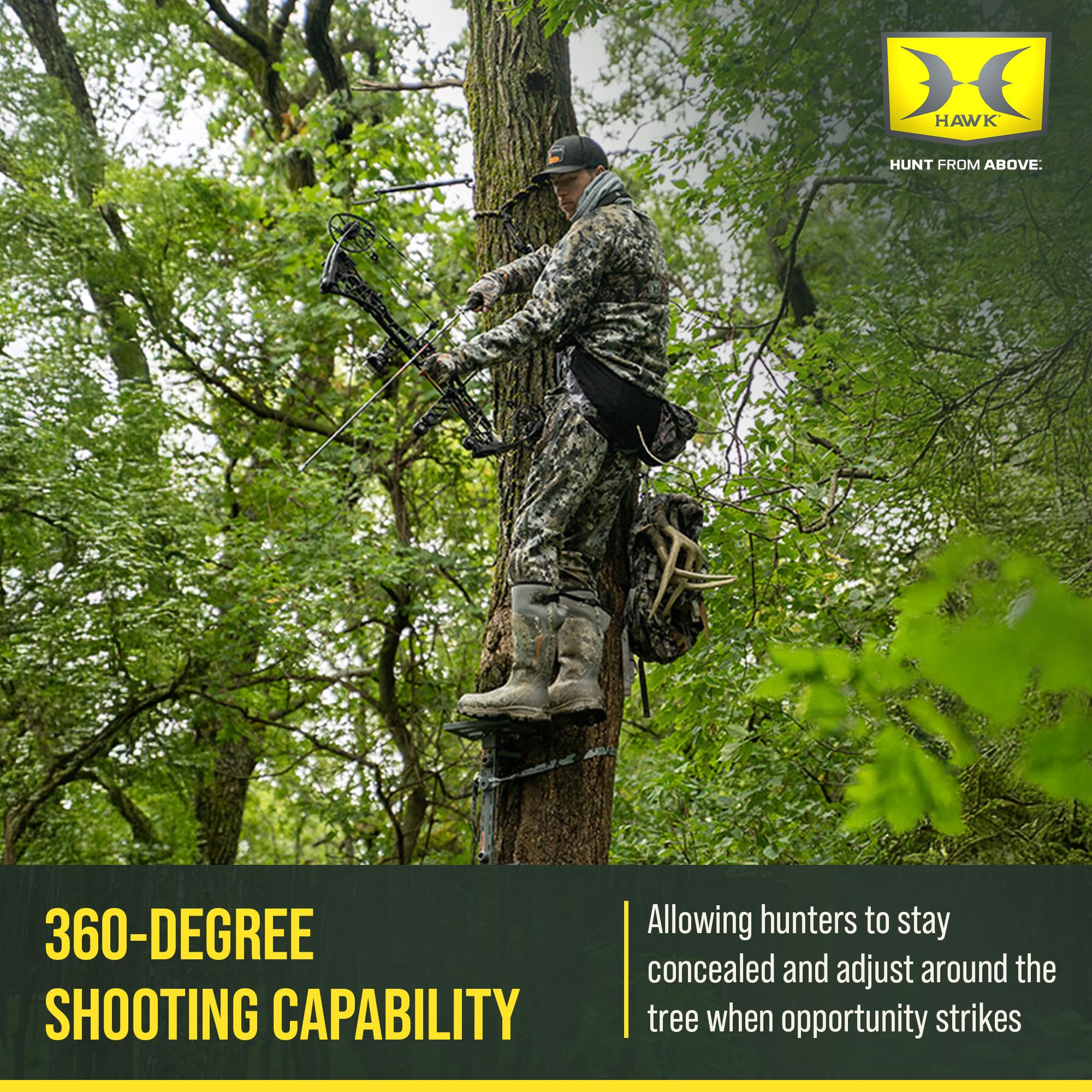 Hawk Lightweight Tree Stand, Small Platform Hunting Gear Mounts to Helium Sticks, Foot Rest for Mobile Hunters, Quiet Step, 10 x 6 Inch