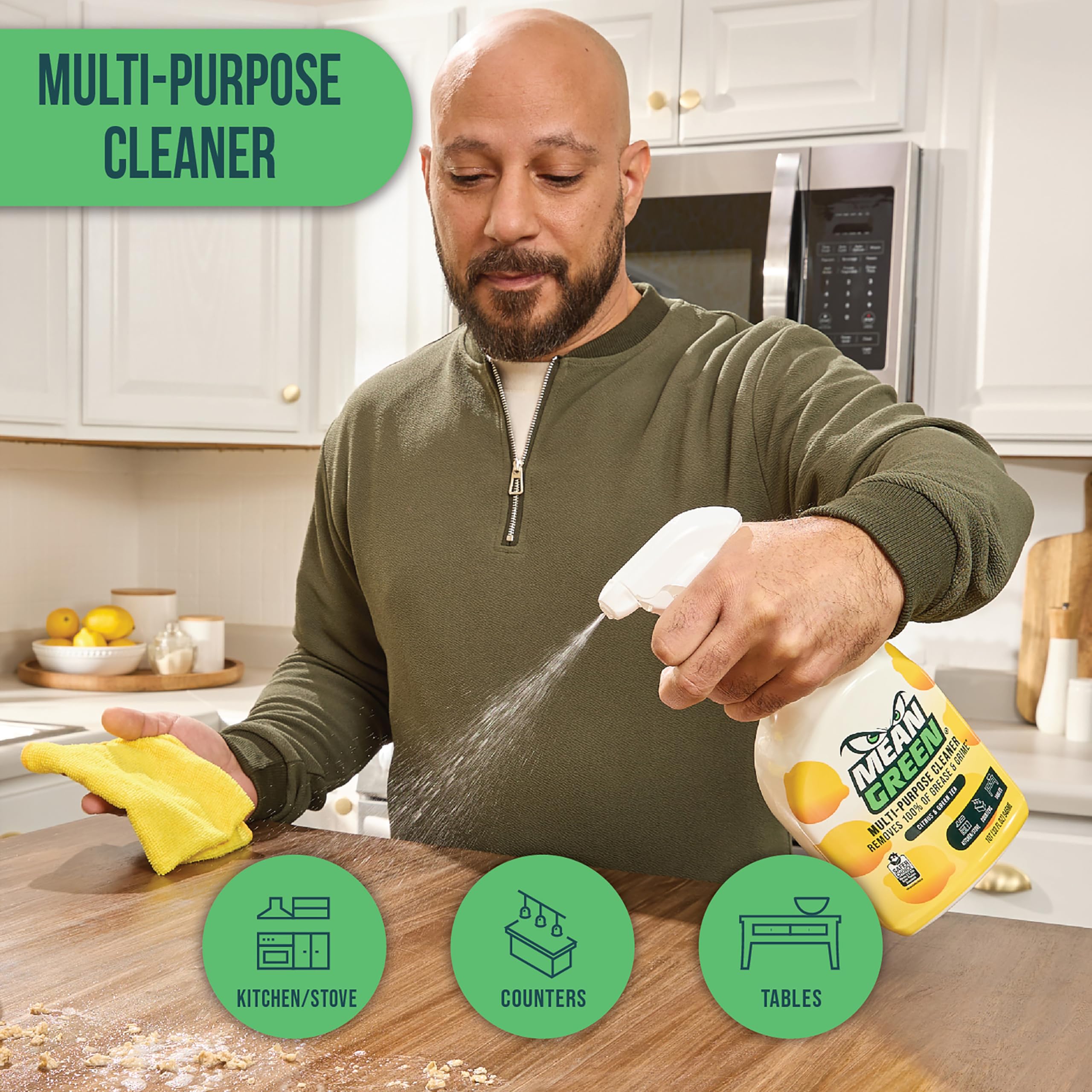 Mean Green Multi-Purpose Cleaner Non-Concentrated Ready-to-Use, Citrus & Green Tea, 32 Ounce