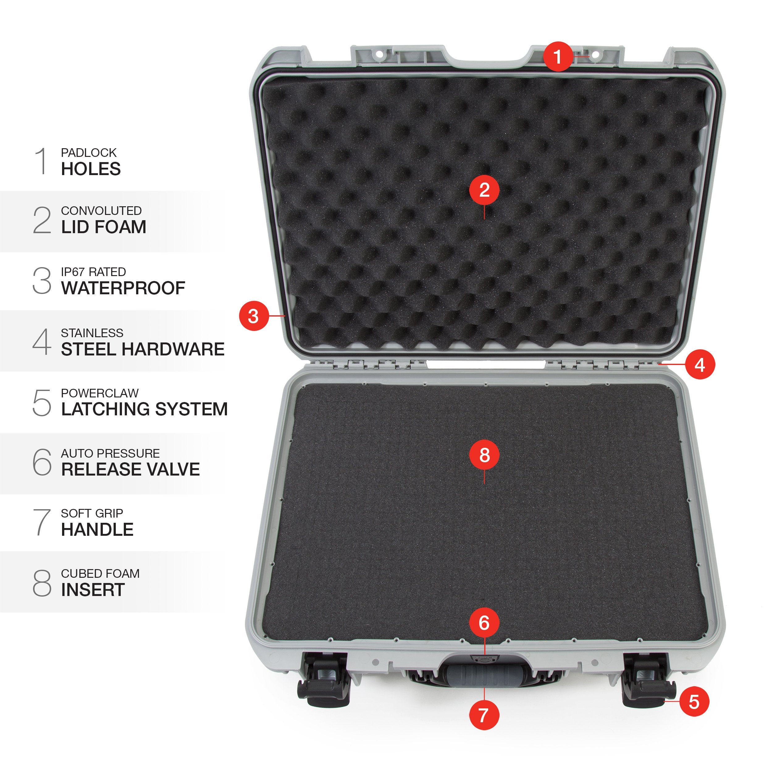 Waterproof Nanuk Hard Case with Foam Insert - Silver, 940-1005