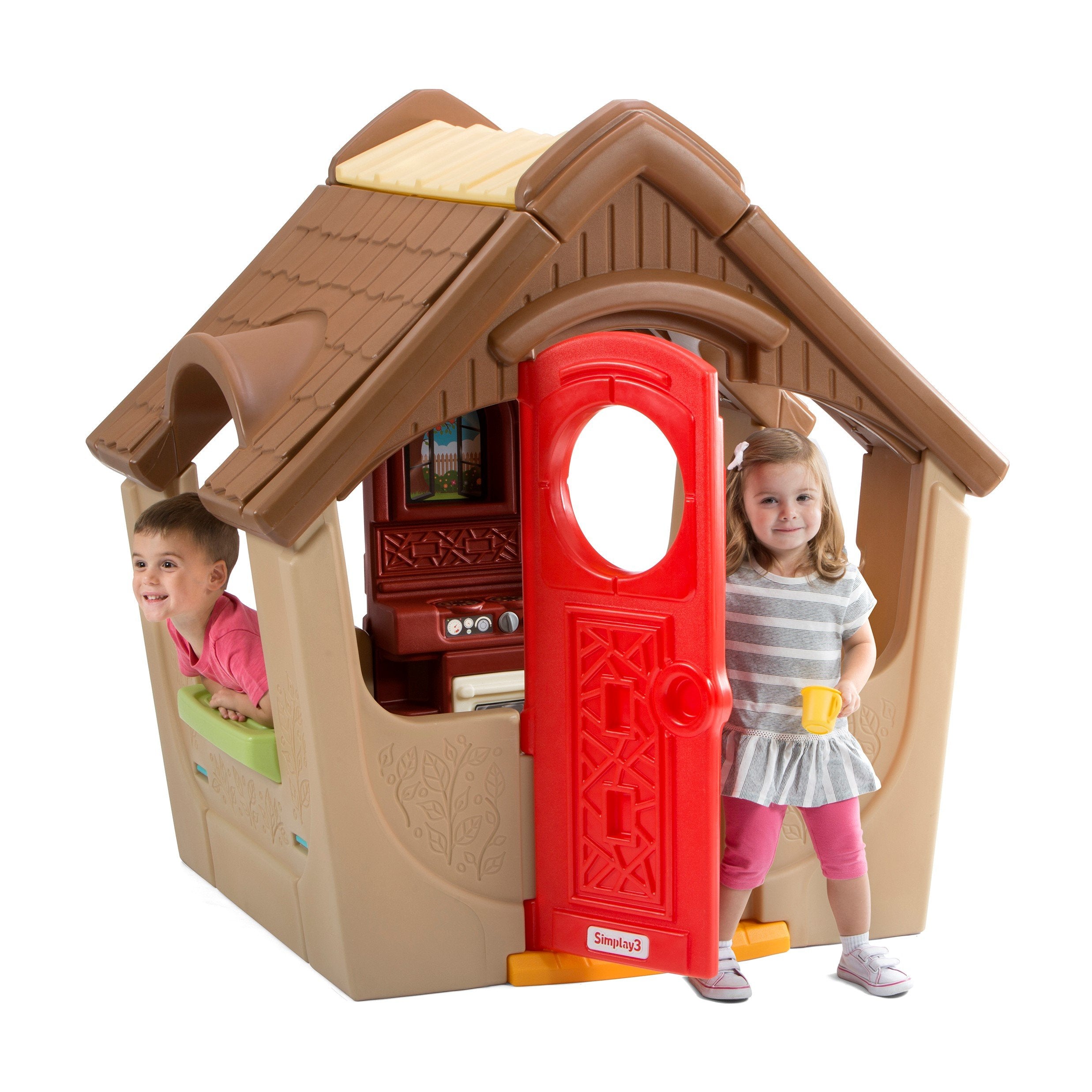 Simplay3 Cottage Garden View, Kids Indoor Outdoor Playhouse for 4 or More Children 18 Months and up (52"" H x 40"" L x 48"" W)