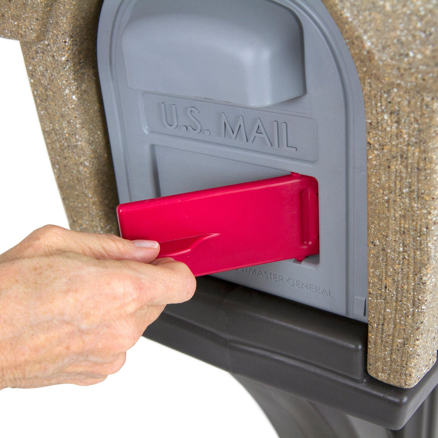 Simplay3 Cabin Rustic Home Plastic Residential Mailbox & Post Mount Combo Kit with 2 Access Doors - Sandstone, Made in USA