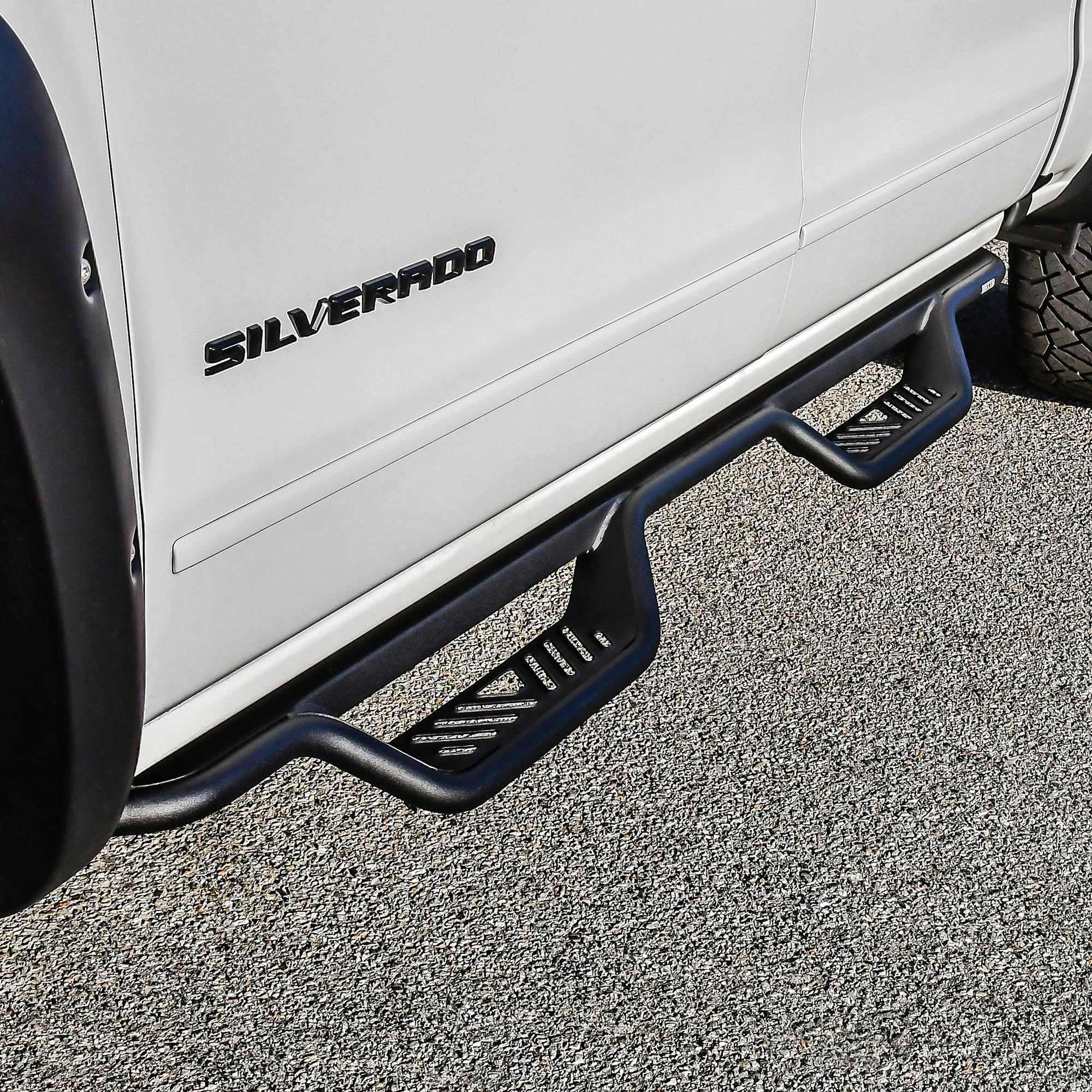 Westin 20-13725 Outlaw Black Drop Nerf Step Bars fits 2014-2018 Silverado Sierra 1500 2015-2019 2500 3500 Crew Cab (Excl. Diesel) 1 Pair