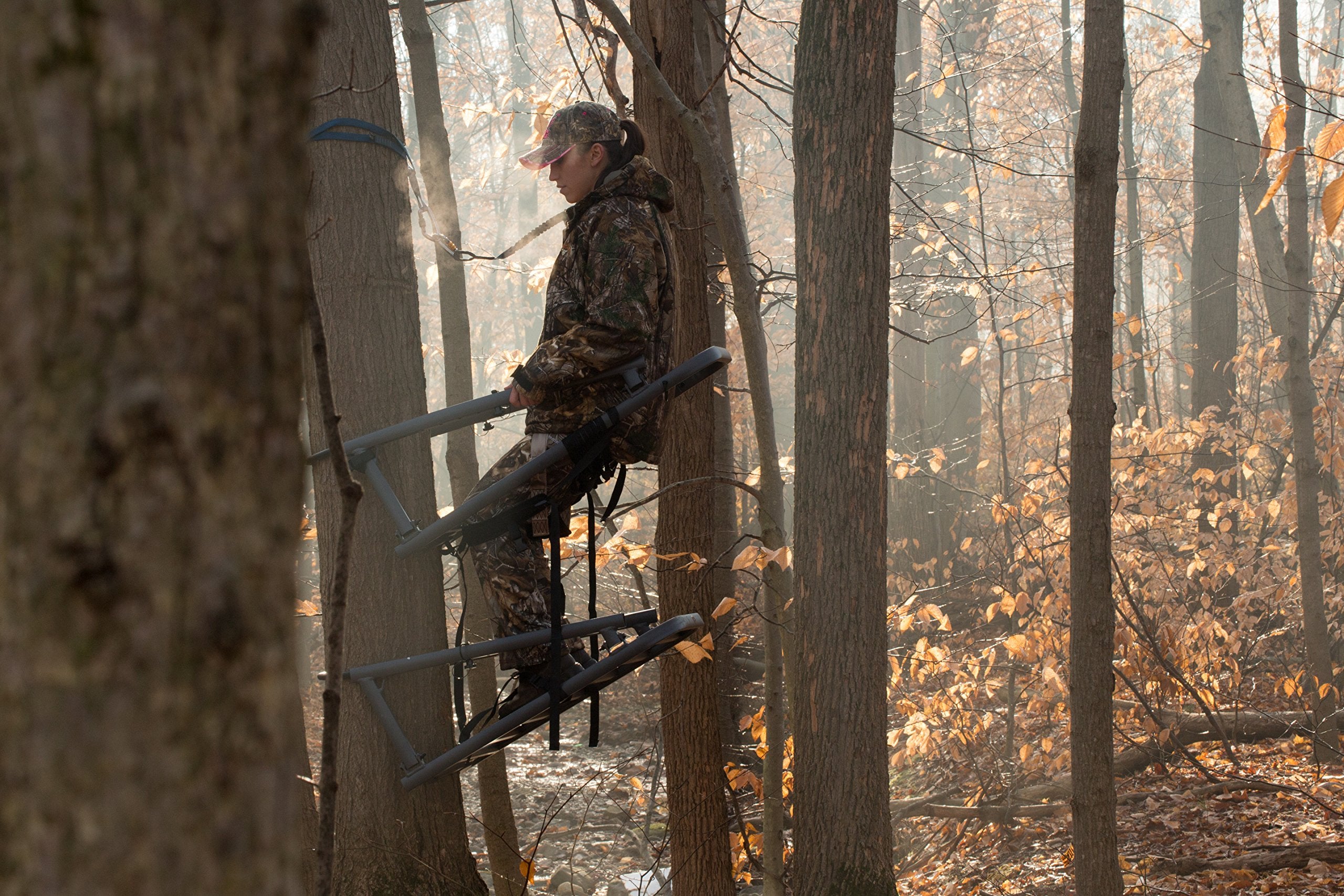 Ol'Man TREESTANDS Millennium Outdoors Multi-Vision Climbing Stand, Steel Construction with 21" Wide Net Seat, Gray, One Size (COM-04)