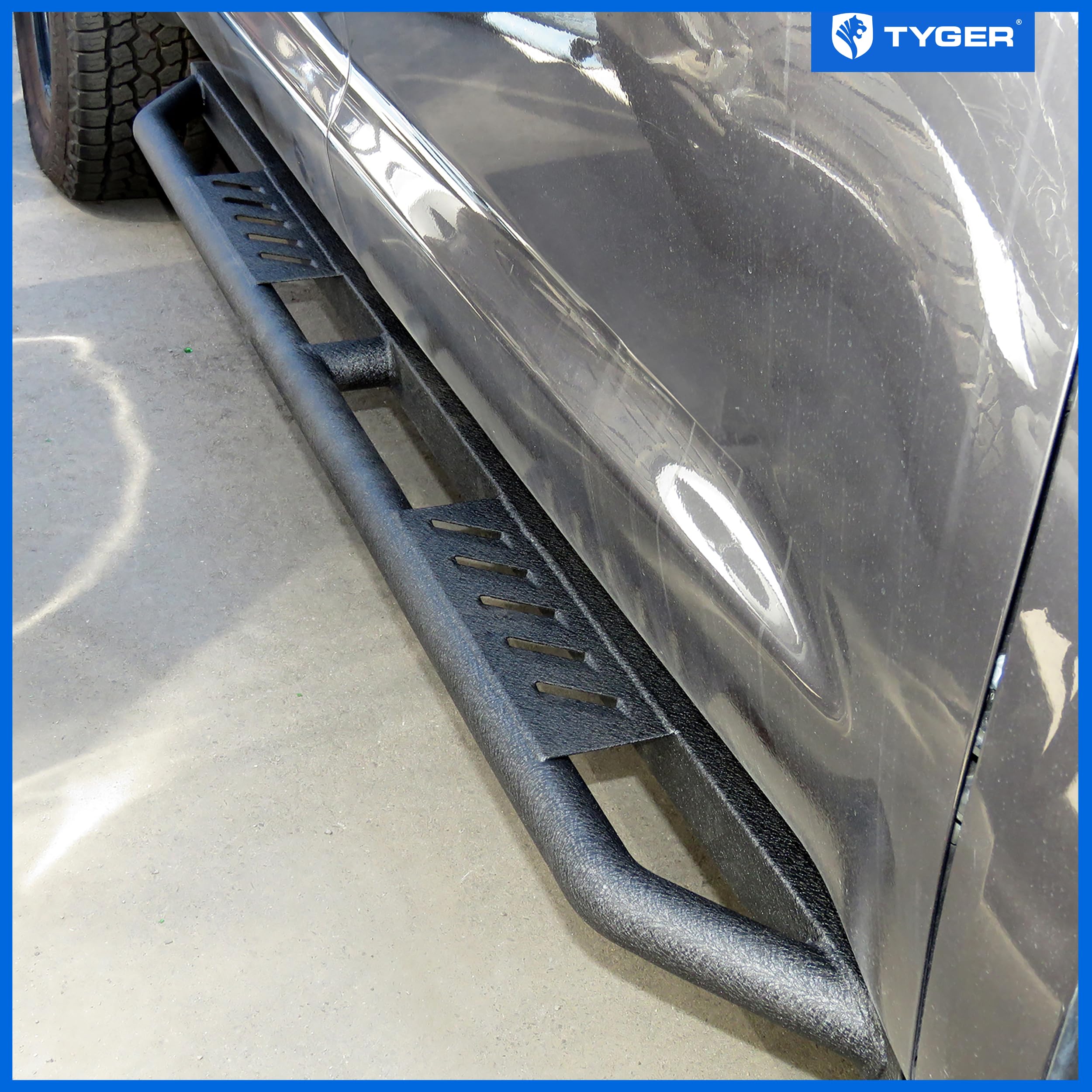 Tyger Auto Trax Side Steps with 2024-2026 Toyota Tacoma Compatible (Fits Hybrid) | Double Cab | TG-TX7T29678 | Textured Black Rail Running Board
