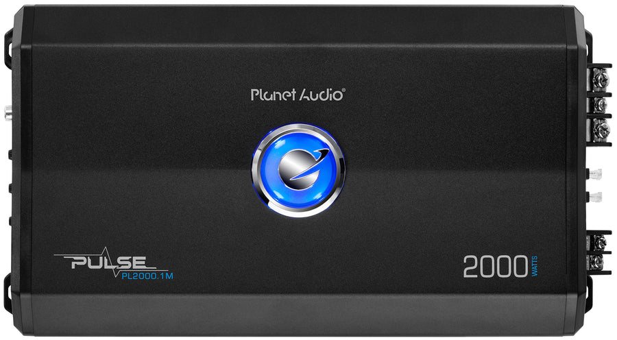 Planet Audio Monoblock PL2000.1M Car Amplifier - 2000 High Output, Low/High Level Inputs, Low Pass Crossover, MOSFET, Hook Up to Subwoofer for Bass