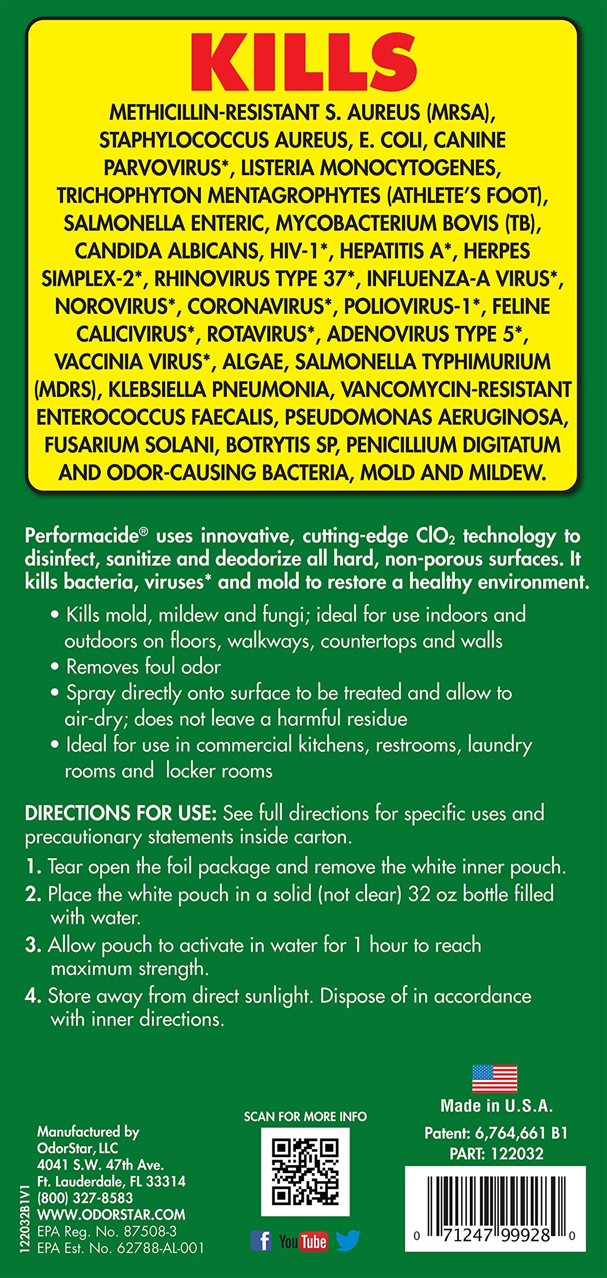 Mold & Mildew Eliminator Performacide - Disinfectant, Sanitizer & Deodorizer - 32 Oz Kit